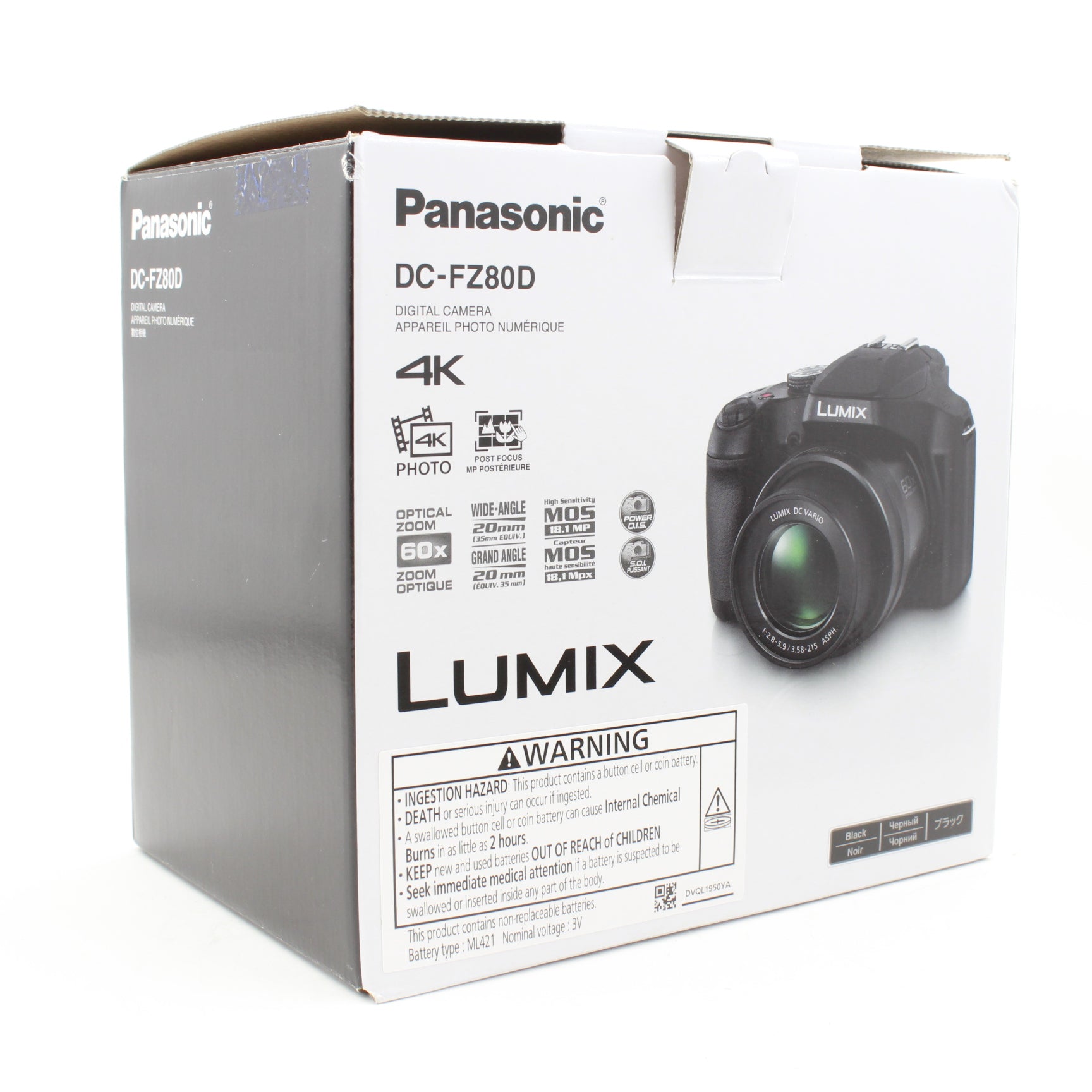 Panasonic Lumix FZ80D 4K Digital Camera with 60X Zoom - Open Box Excellent Condition | Perfect for Travel Photography, Wildlife Shooting & Vlogging