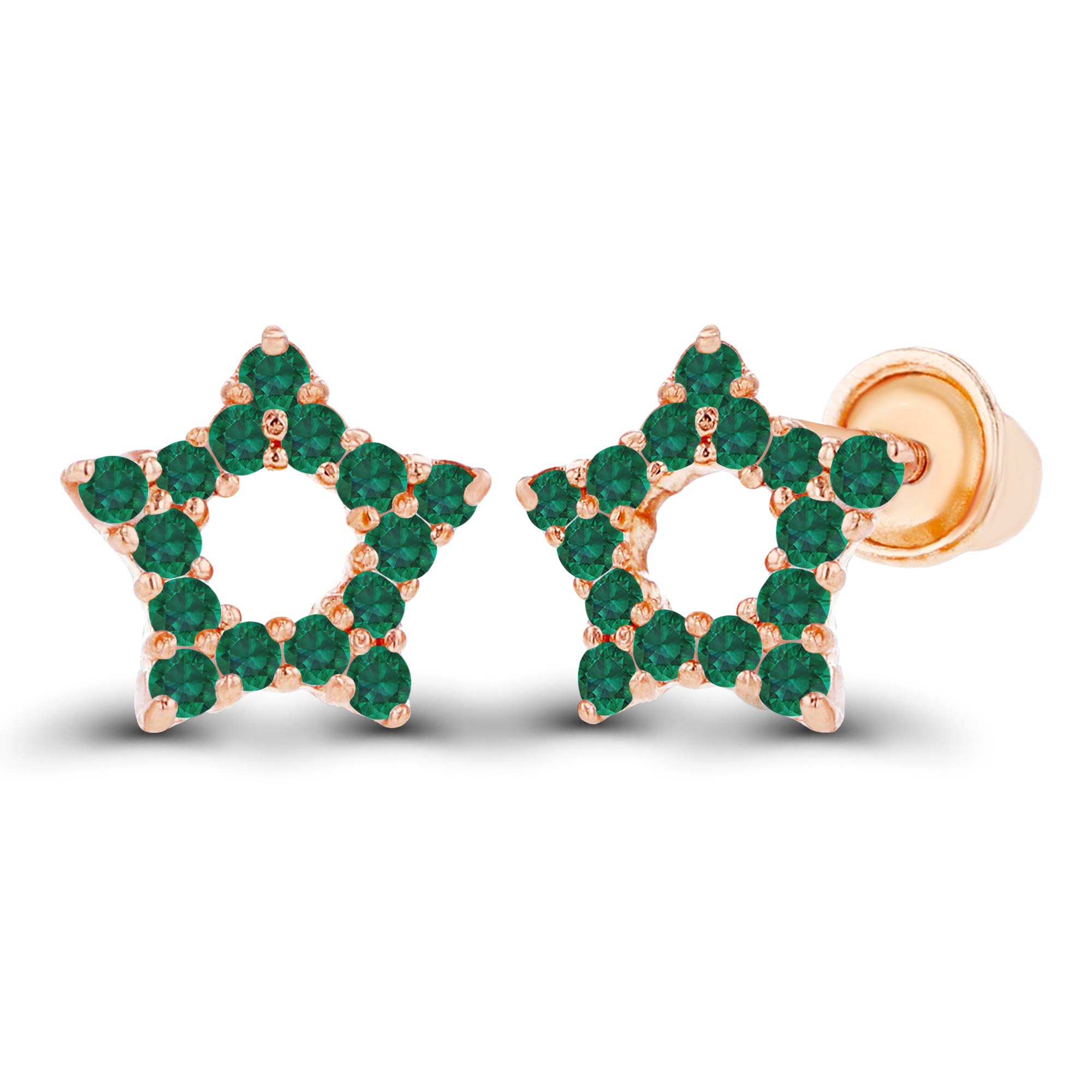 14K Gold 7mm Natural Birthstone Star Screwback Stud Earrings for Women | 1mm Gemstone | Hypoallergenic Luxury Jewelry | Perfect for Birthdays, Anniversaries & Gifts