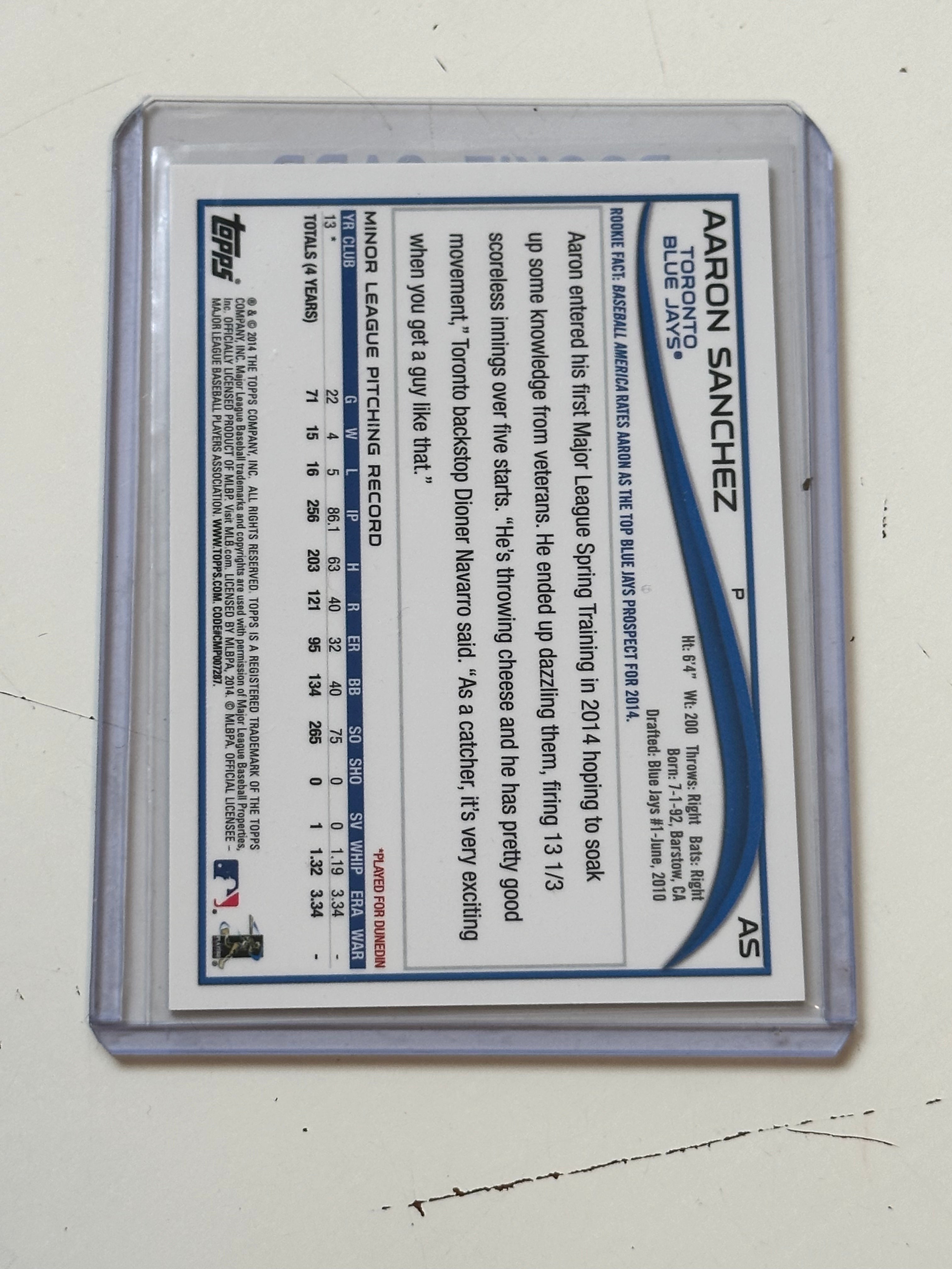 Topps Chrome Aaron Sanchez Autographed Blue Jays Rookie Baseball Card - Collectible Sports Memorabilia for Fans & Investors