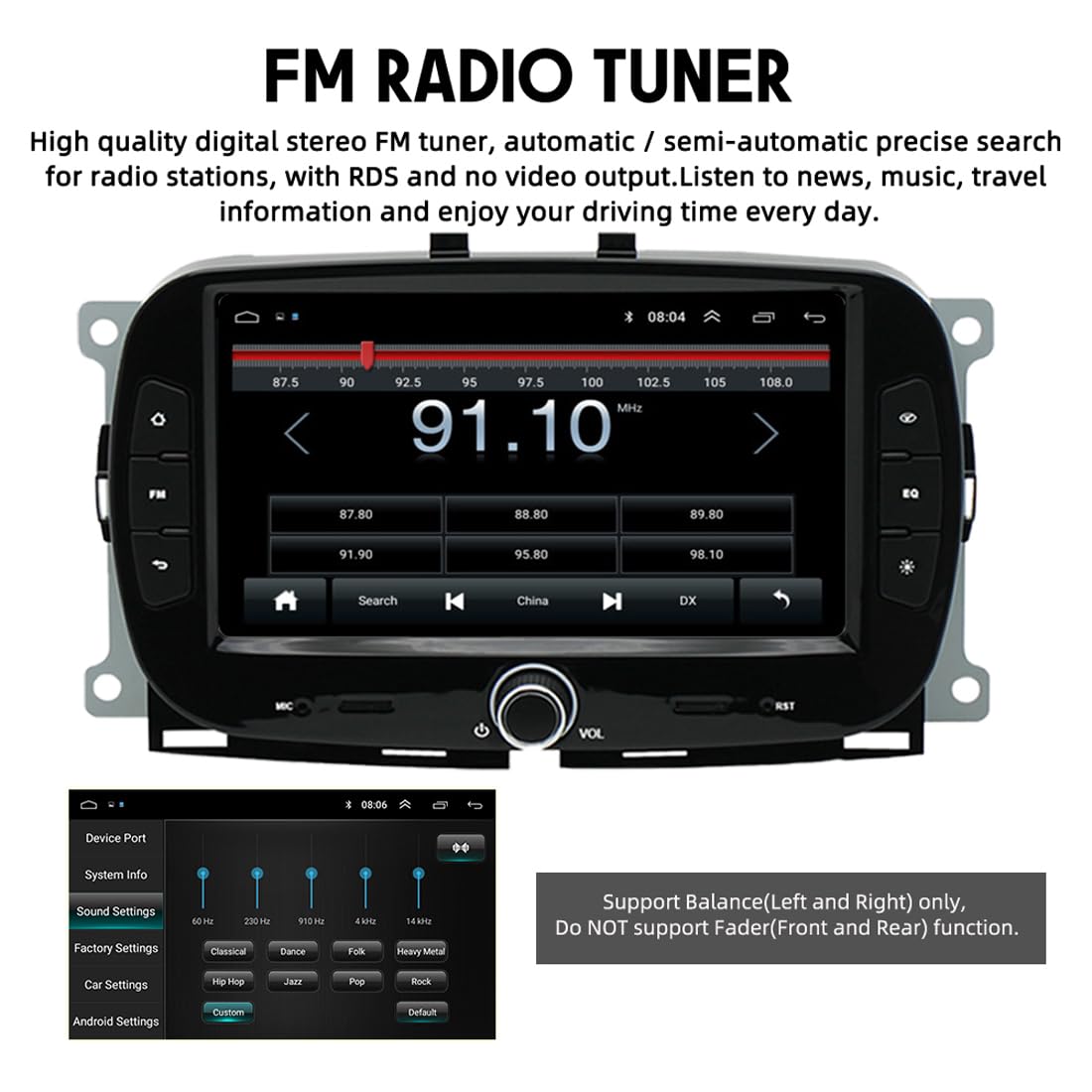 BOOMBOOST 7 Inch 2 Din Android 11 Car Stereo for Fiat 500 2016-2019 | Wireless CarPlay & Android Auto | Bluetooth FM WiFi GPS Mirror Link | Touch Screen Car Radio for Road Trips & Daily Commute