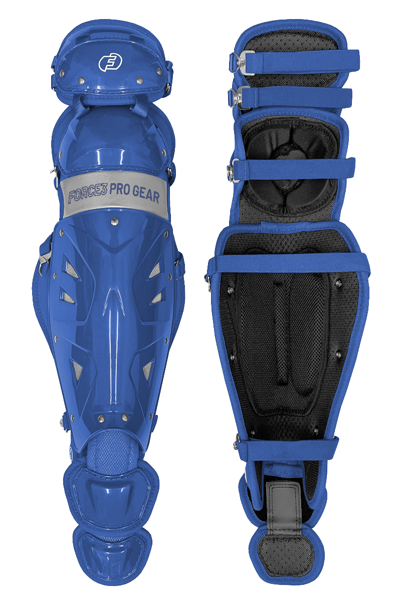 FORCE3 Defender Two-Tone Catcher Leg Guards - Baseball & Softball Protective Gear for Youth & Adults - Perfect for Games, Training & Practice