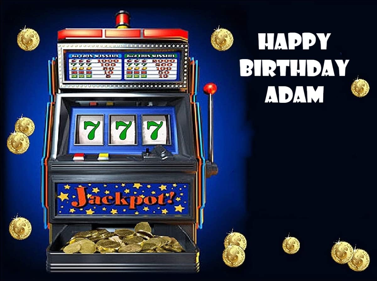 Custom Slot Machine Edible Cake Topper - Personalized Casino Theme Birthday Party Decoration for Gambling Enthusiasts | Perfect for Casino Nights, Vegas Parties, and Themed Celebrations