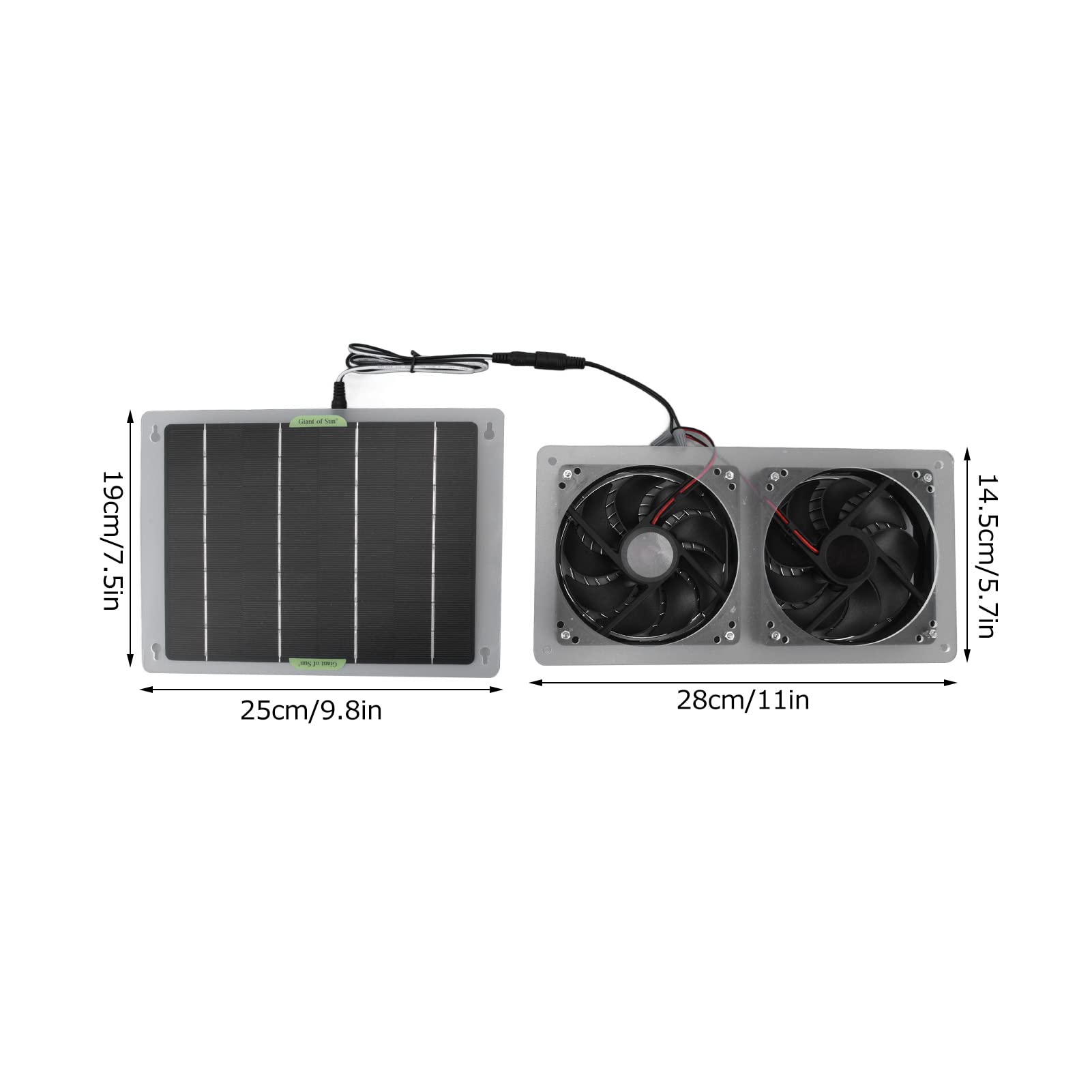 100W 12V Solar Panel Fan Kit - Waterproof Dual Exhaust Fans with Solar Panel for Greenhouses, Chicken Coops, Sheds & Pet Houses - Ideal for Ventilation in Small Spaces, Crawl Spaces & Outdoor Shelters