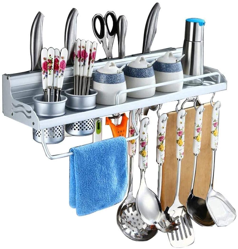 Guomipai Wall-Mounted Dish Drainer & Kitchen Shelf - Punch-Free Aluminum Hanging Storage Rack for Knives, Spices & Bathroom Essentials | Perfect for Small Space Organization & Kitchen Countertop Storage