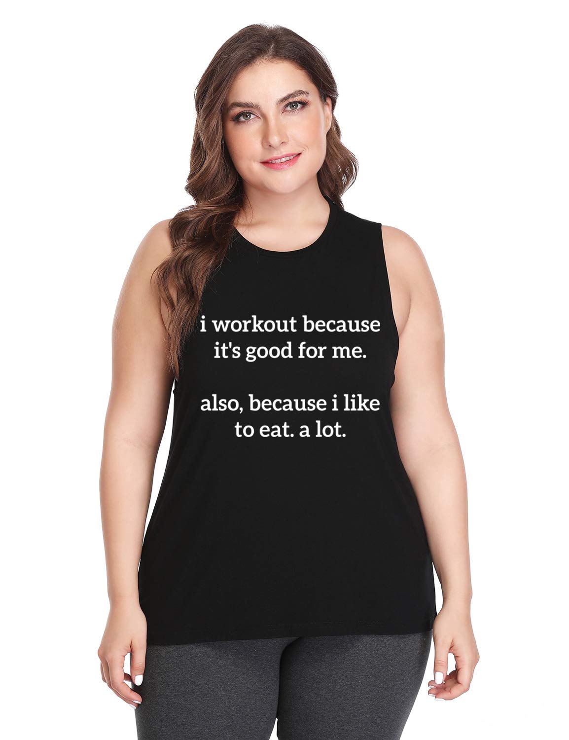 FANNOO Plus Size Workout Tank Tops for Women - Funny Gym Shirts with Motivational Sayings | Racerback Sleeveless Fitness Tops for Yoga, Running & Weight Training