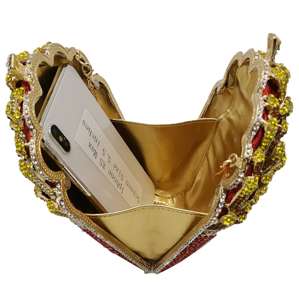 Namou French Fries Chips Rainbow Clutch Minaudiere Bag for Women - Crystal Evening Bag with Diamond Accents, Wedding Handbag & Bridal Purse in Blue | Perfect for Parties, Galas & Special Occasions