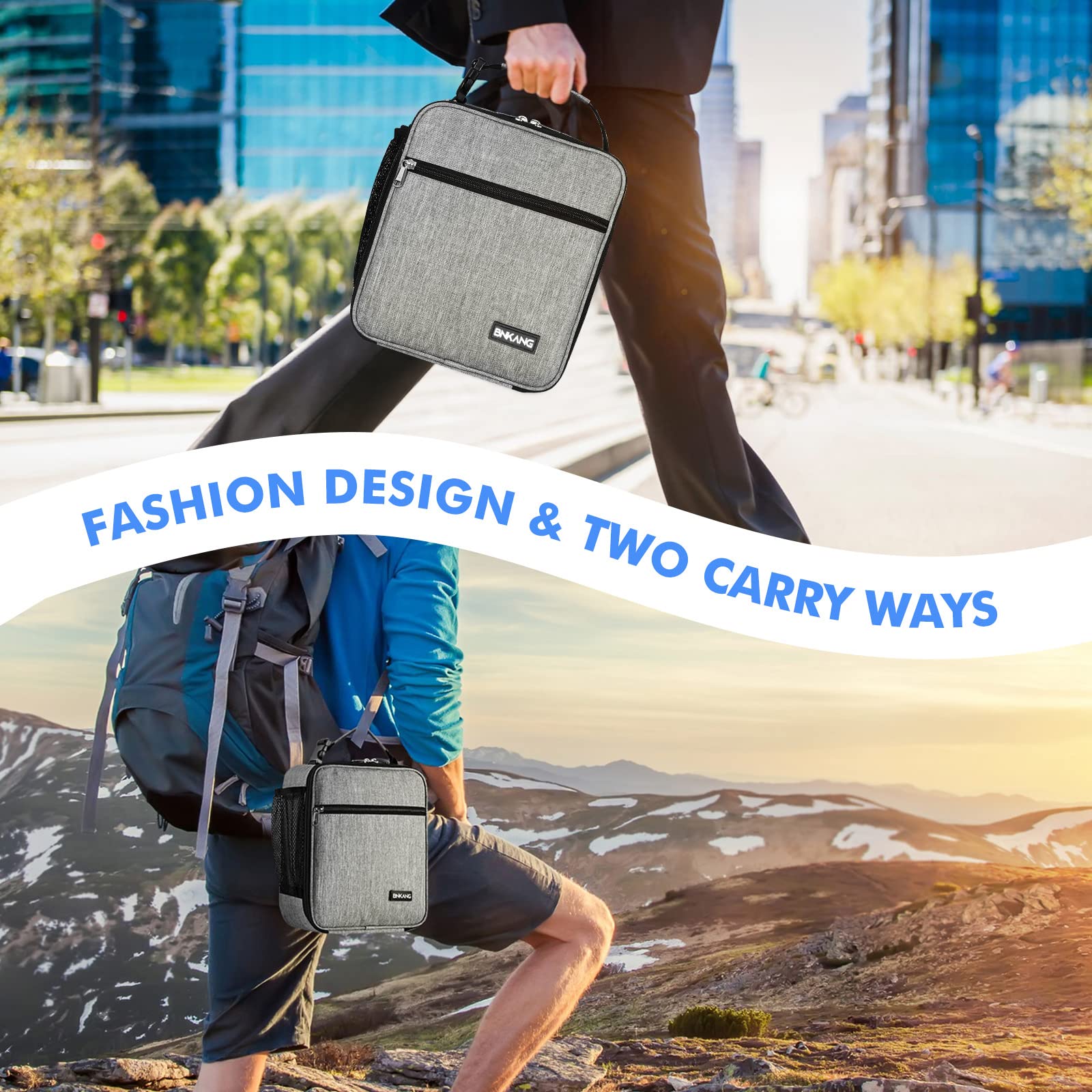 Insulated Lunch Box for Adults - Durable Reusable Small Lunch Bag for Men & Women, Light Gray Tote Bag - Perfect for Office, School, Picnics & Travel