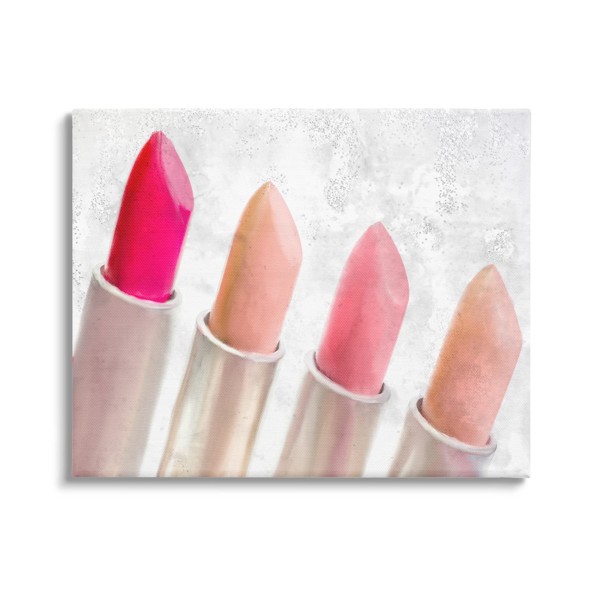 Stupell Industries Stylish Lipstick Assortment - Dazzling Glam Makeup Canvas Wall Art by Kim Allen - Perfect for Beauty Salon Decor, Makeup Studio & Glam Room Wall Decor