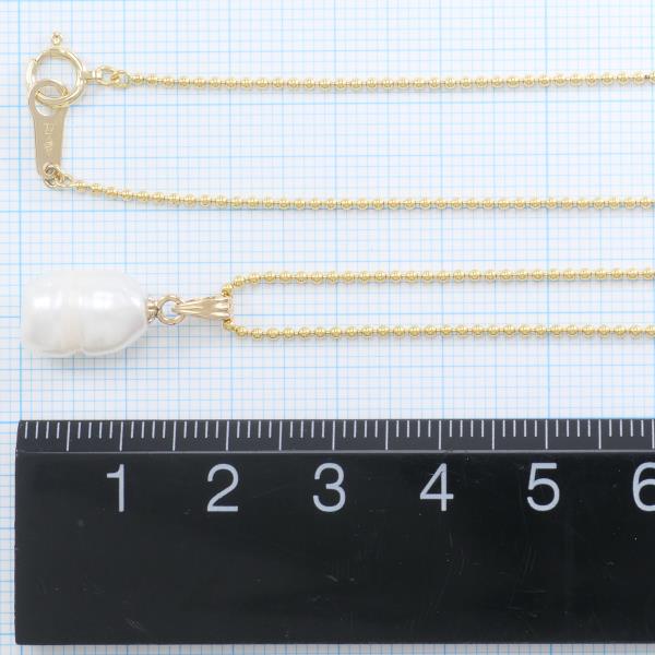 18K Yellow Gold Pearl Necklace for Women - 4.3g Solid Gold, 45cm (18