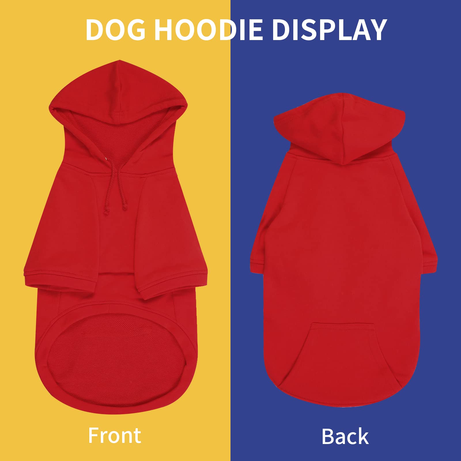 Dog Hoodies for Small Dogs - Cozy Pet Sweatshirt with Hood & Pockets, Medium Size in Red | Perfect for Winter Walks & Outdoor Adventures