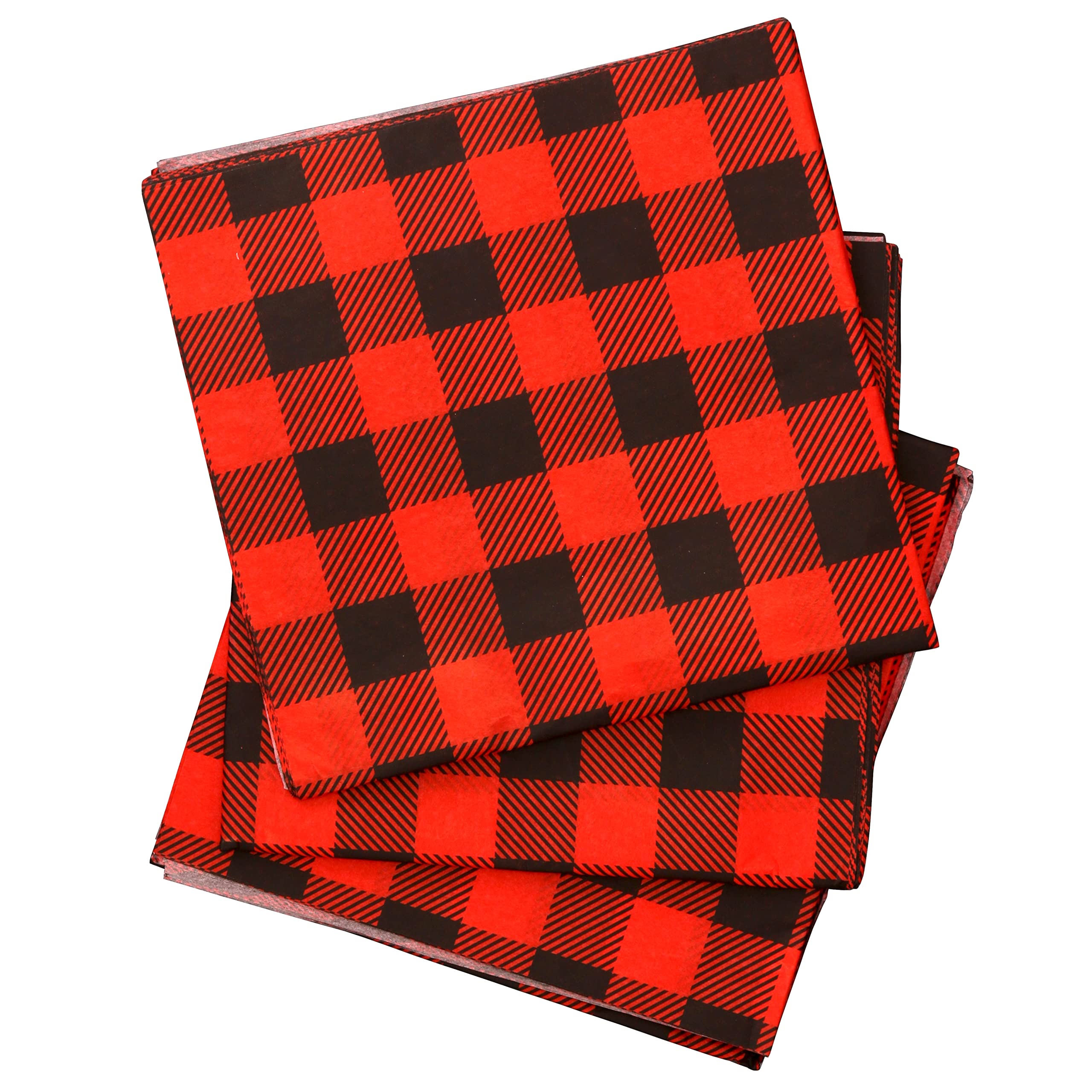 Iconikal Christmas Tissue Paper - Red Buffalo Plaid & Black Gingham Holiday Gift Wrap (20x20 Inches, 60 Sheets) for Present Wrapping, Party Decorations and Festive Crafts