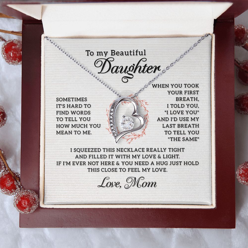 Heart Necklace for Daughter - Thoughtful Birthday & Christmas Gift from Mom - Perfect for Special Occasions & Everyday Wear