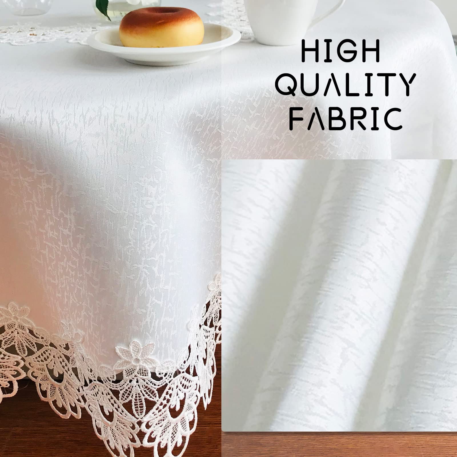 Elegant Peony Lace Tablecloth 72x126 Inches - Washable Rectangle Table Linen for Dining Room, Holiday Party, Wedding & Farmhouse Decor | Perfect for Easter, Christmas & Outdoor Events