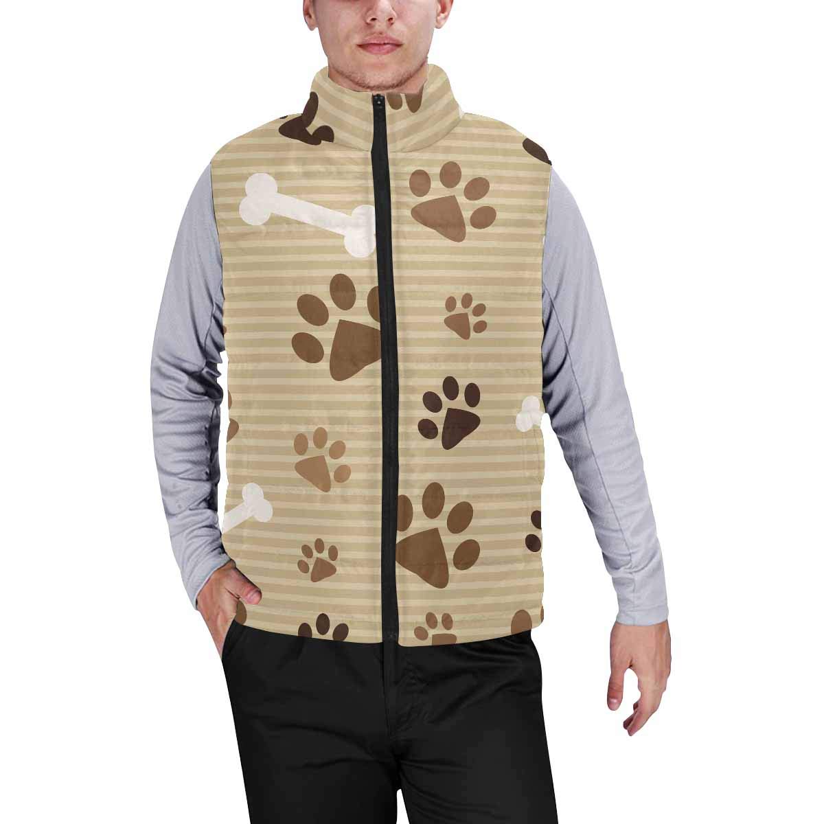 InterestPrint Men's Outdoor Casual Stand Collar Padded Vest Jacket - Pink Flamingo Print for Hiking, Camping & Streetwear Fashion