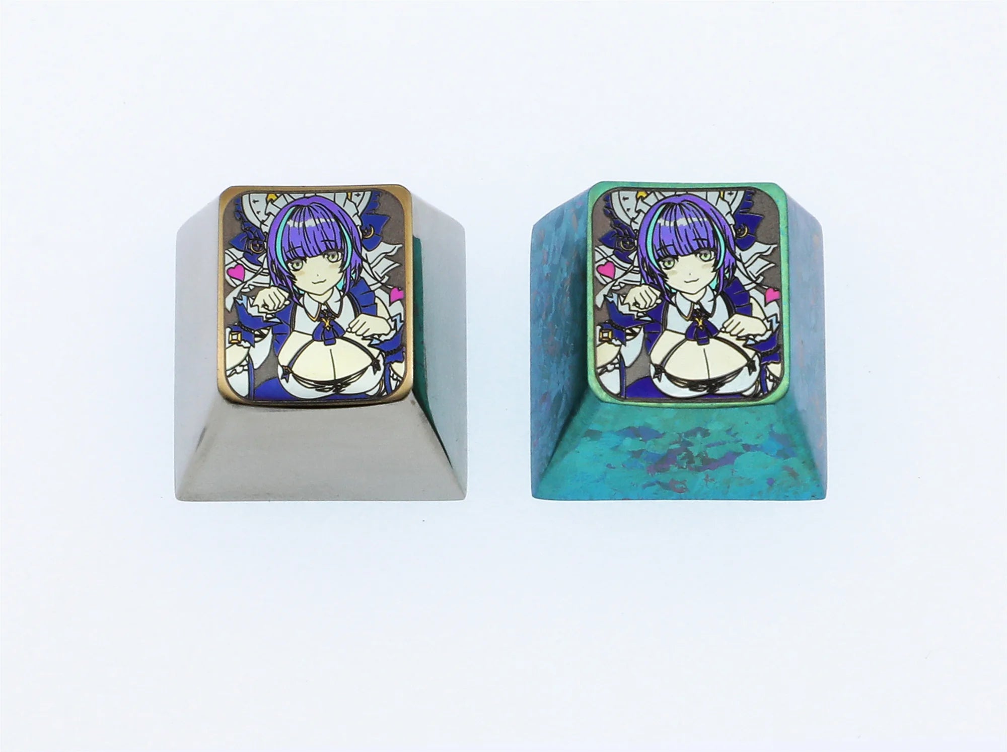 Azur Lane Themed Colored Titanium Alloy Carved Keycaps - Custom Mechanical Keyboard Decorative Keycaps for Gaming & Typing Enthusiasts