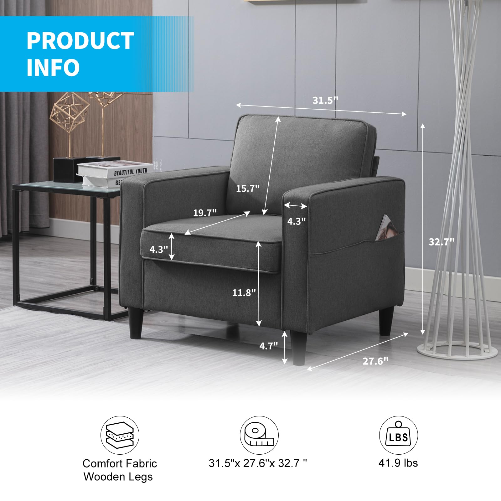 2-Piece L-Shaped Modular Sectional Sofa Set with Chaise & Storage - Modern Living Room Couch & Armchair Set for Small Spaces, Apartments, and Family Gatherings