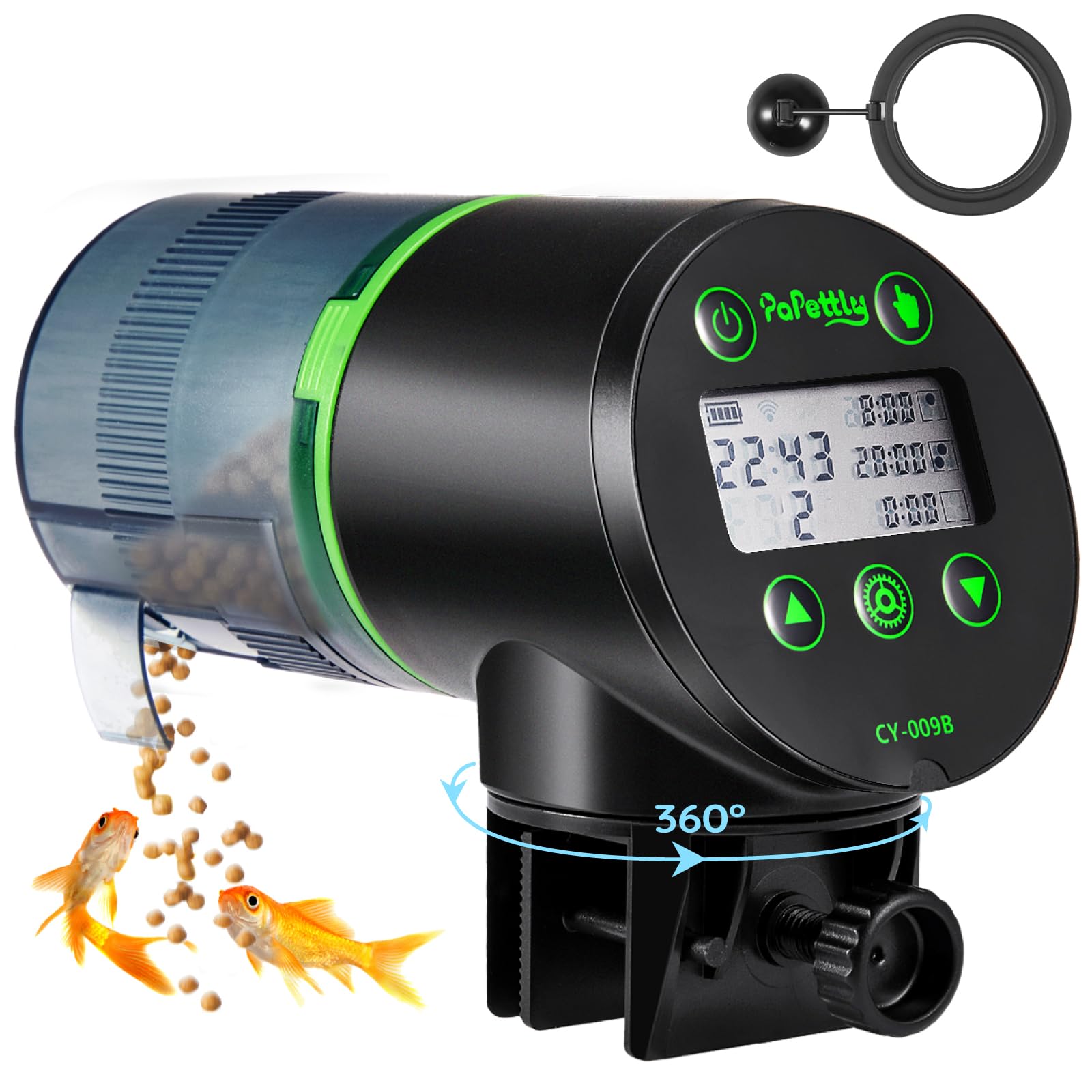 Automatic Fish Feeder for Aquarium - Smart Timer Fish Food Dispenser with Feeding Ring, Moisture-Proof Design, Battery Powered (Includes 2 AAA Batteries) - Perfect for Vacation Care & Daily Fish Feeding