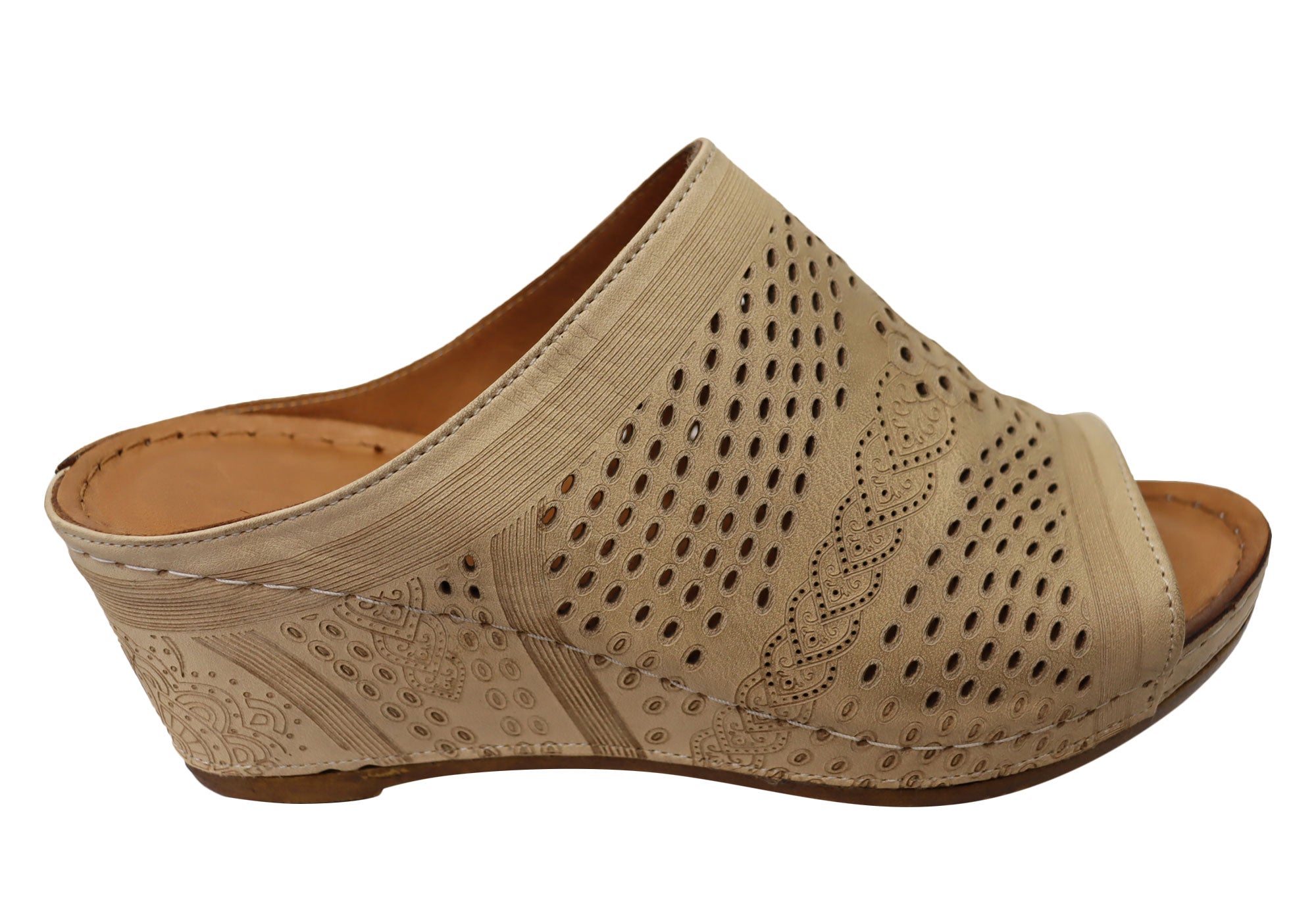 Orizonte Kingsley Women's Comfort Leather Wedge Slides Sandals - Stylish & Supportive for Walking, Travel & Summer Outfits