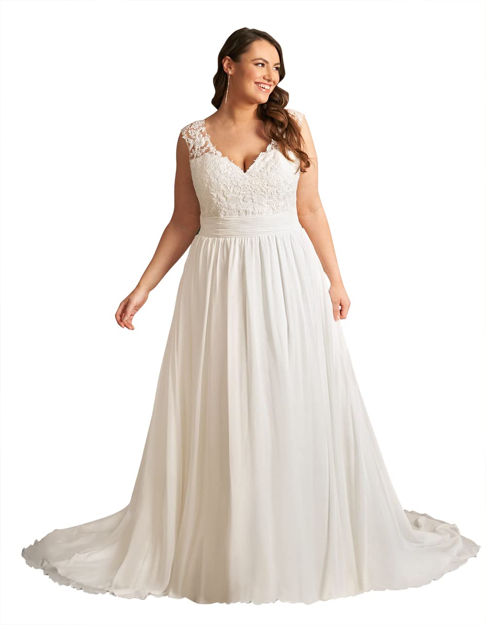 Clothfun Women's Lace Mermaid Beach Wedding Dress 2023 - Long Sleeve Bridal Gown for Bride | Perfect for Beach Weddings, Vow Renewals & Romantic Photoshoots