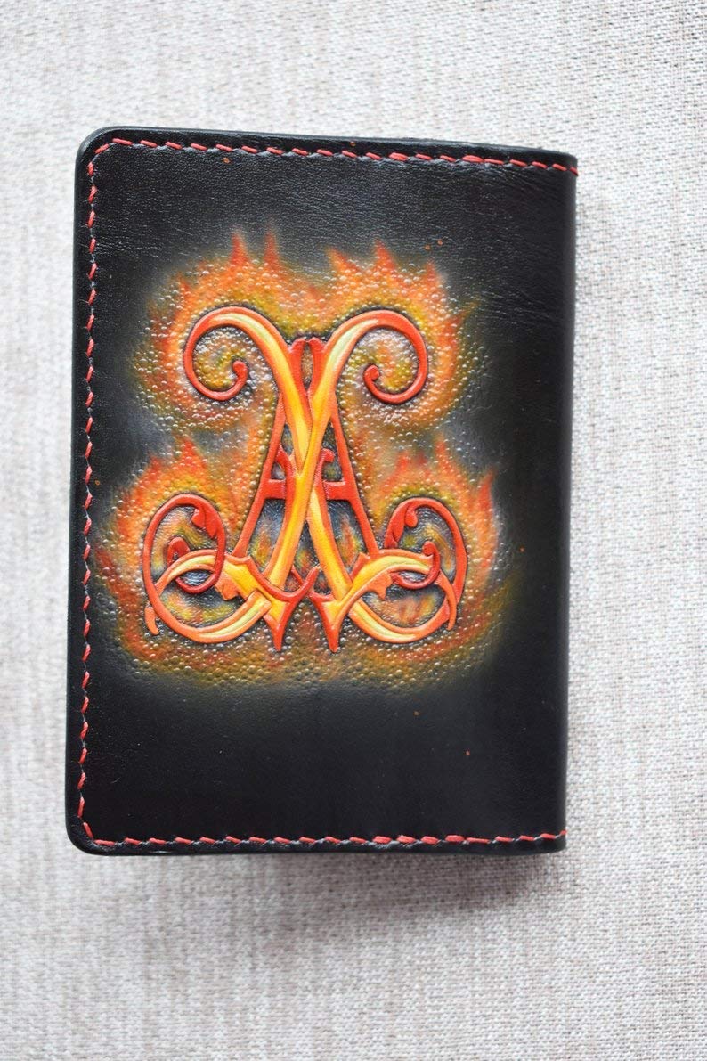 Handmade 3D Genuine Leather Passport Holder - Custom Travel Wallet with Phoenix Carving & Hand-Painted Design | Perfect for International Trips, Luxury Gifts & Business Travel Accessories