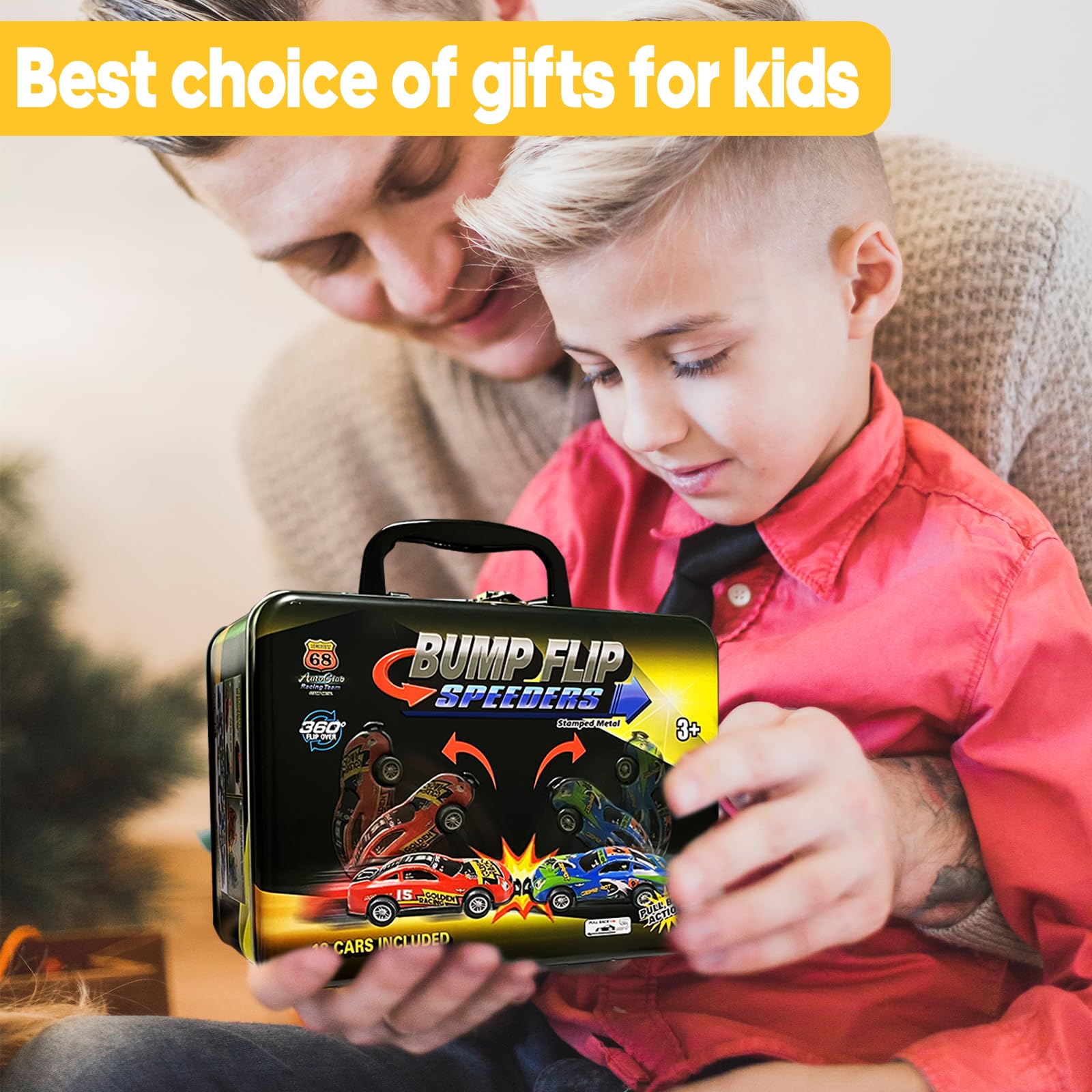 18-Piece Stunt Pull Back Cars Toys Set - 1:64 Jumping Flip Die-Cast Metal Mini Race Cars with Storage Case & Online Games - Best Gift for Kids 3+ Years (Boys & Girls) - Perfect for Birthday Parties, Playtime & Collecting