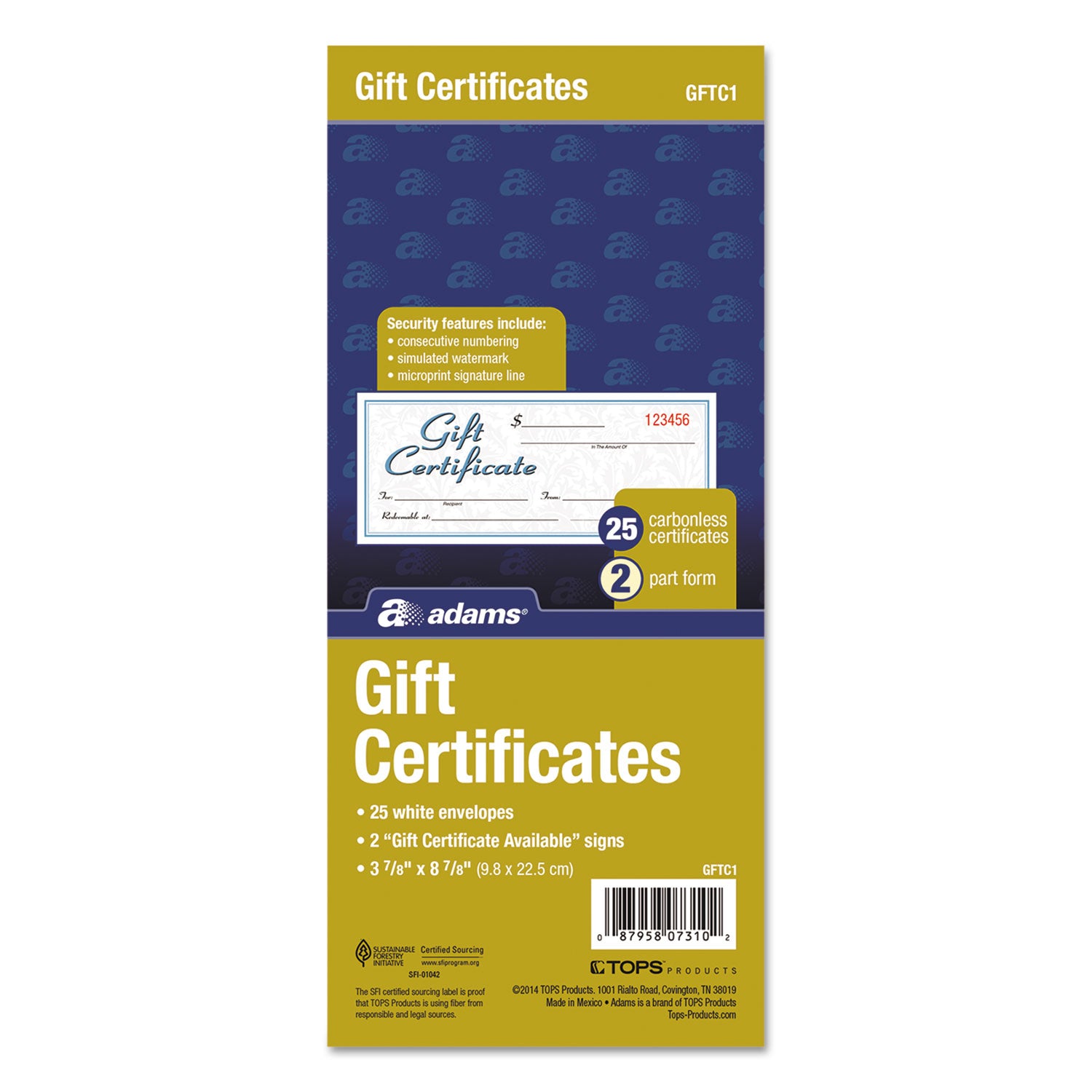 Adams® Premium Gift Certificates with Envelopes - 8