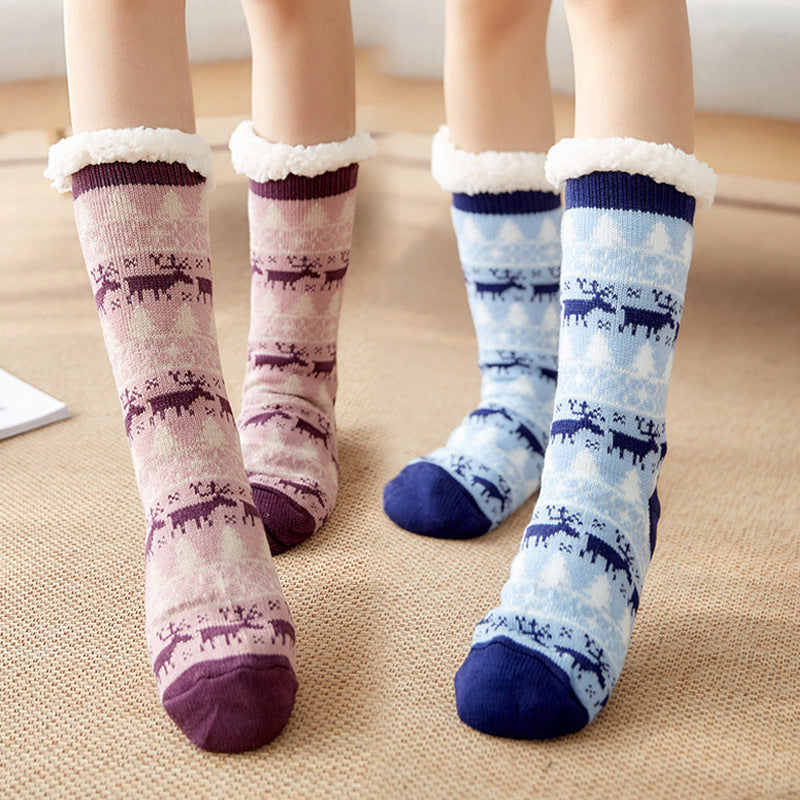 Super Warm Winter Knitted Sherpa Lined Bootie Slipper Socks with Non-Slip Grippers - Cozy Indoor/Outdoor House Shoes for Women & Men