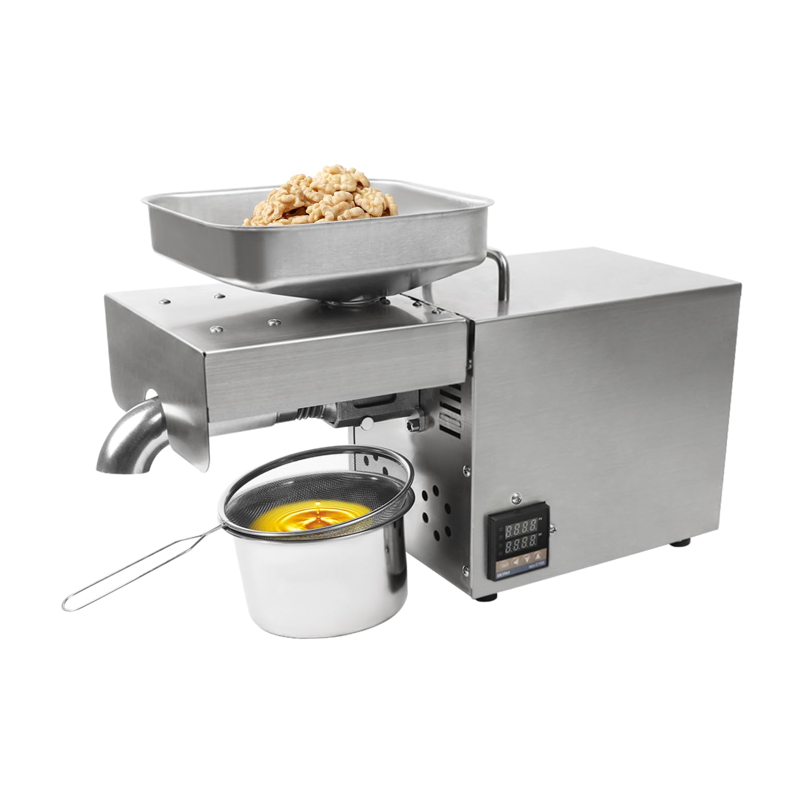 110V Automatic Oil Press Machine - Commercial & Household Cold/Hot Oil Extractor with Intelligent Temperature Control - Stainless Steel Nut Seed Oil Press for Walnut, Flaxseed, Almond, Rapeseed & Sesame - Perfect for Home Kitchen, Farm Use & Small Business Production