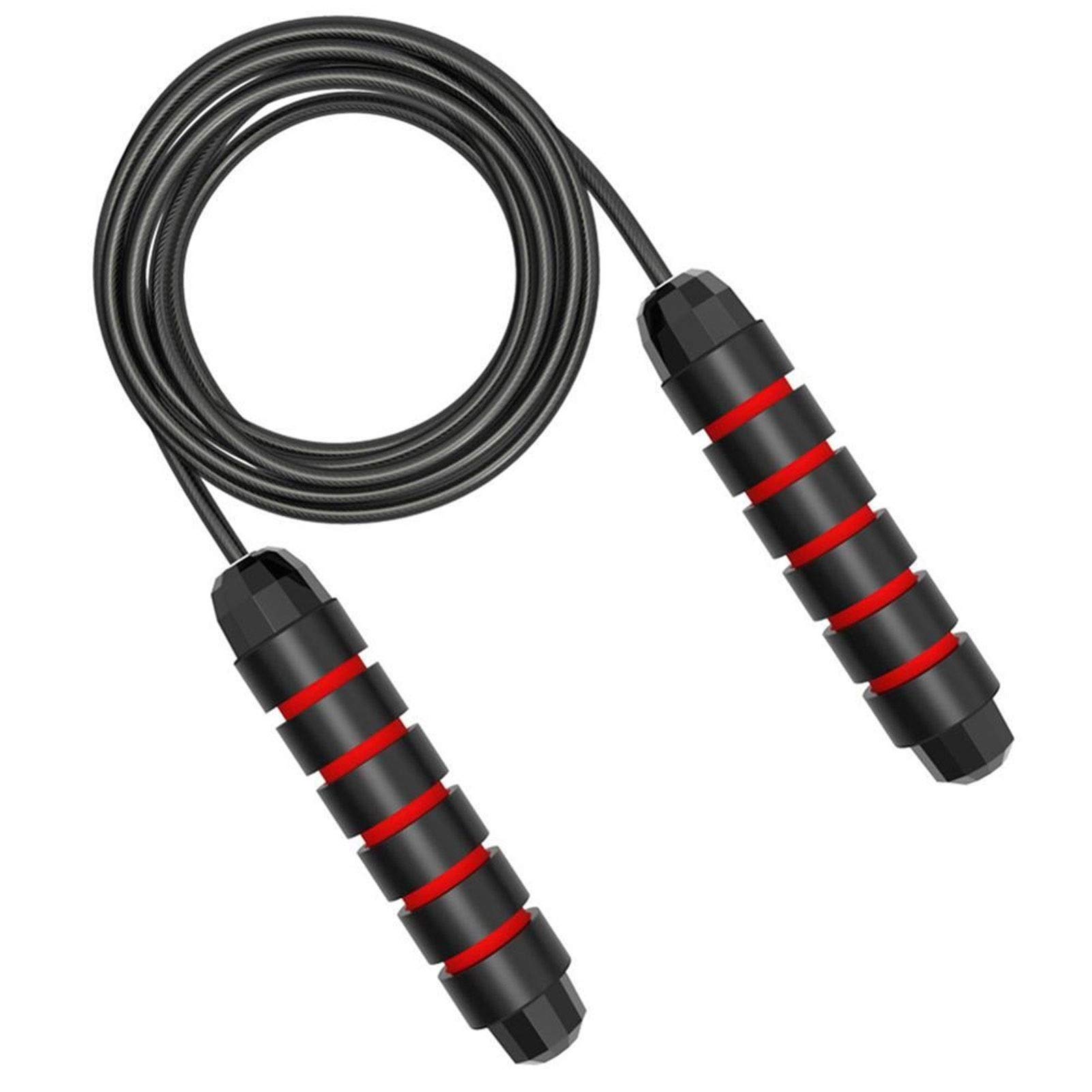 Premium Steel Wire Tangle-Free Speed Jump Rope with Ball Bearing - Adjustable EVA Non-Slip Foam Handle for Fitness, Boxing & Cross Training - Ideal for Home Gym, Cardio Workouts & Weight Loss (Red)