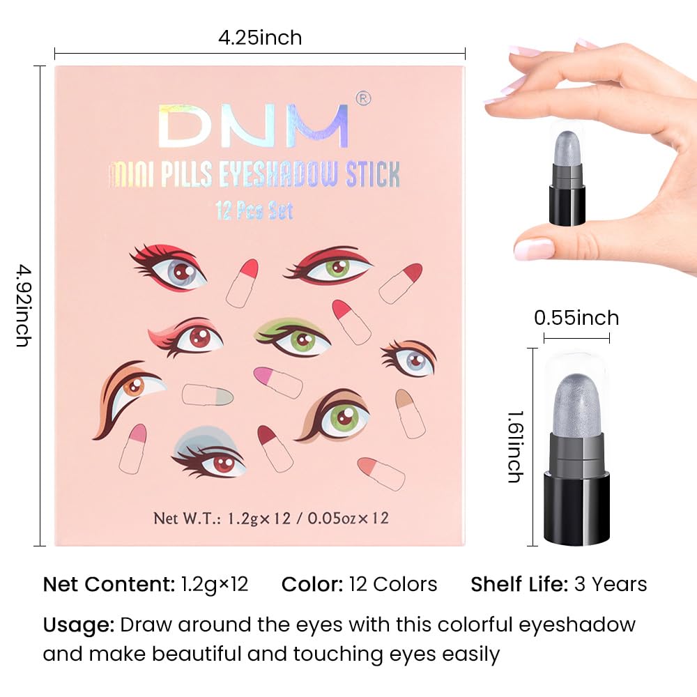 AMY'S DIARY 12 Color Waterproof Eyeshadow Stick Set - Smokey Eye Pencils in White, Black, Purple, Blue & Green | Long-Lasting Cream Eyeshadow for Day & Night Makeup | Perfect for Parties, Weddings & Everyday Wear (Set01)