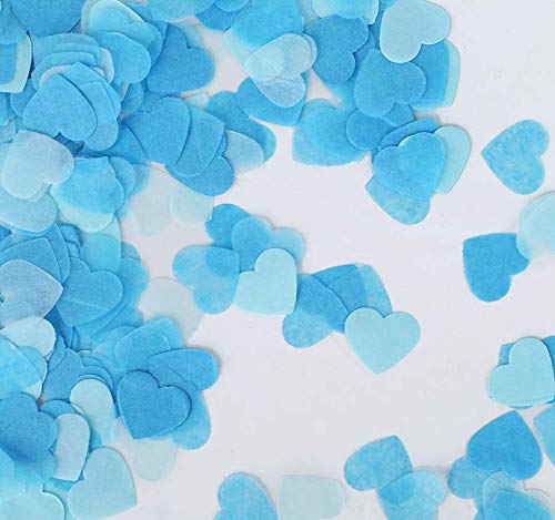 1 Inch Blue Heart Shaped Confetti - 6000 Pieces Tissue Confetti for Party Decorations | Perfect for Weddings, Birthdays, Gender Reveals & Holiday Celebrations | Table Scatter, Balloon Filler & Photo Backdrop Accents