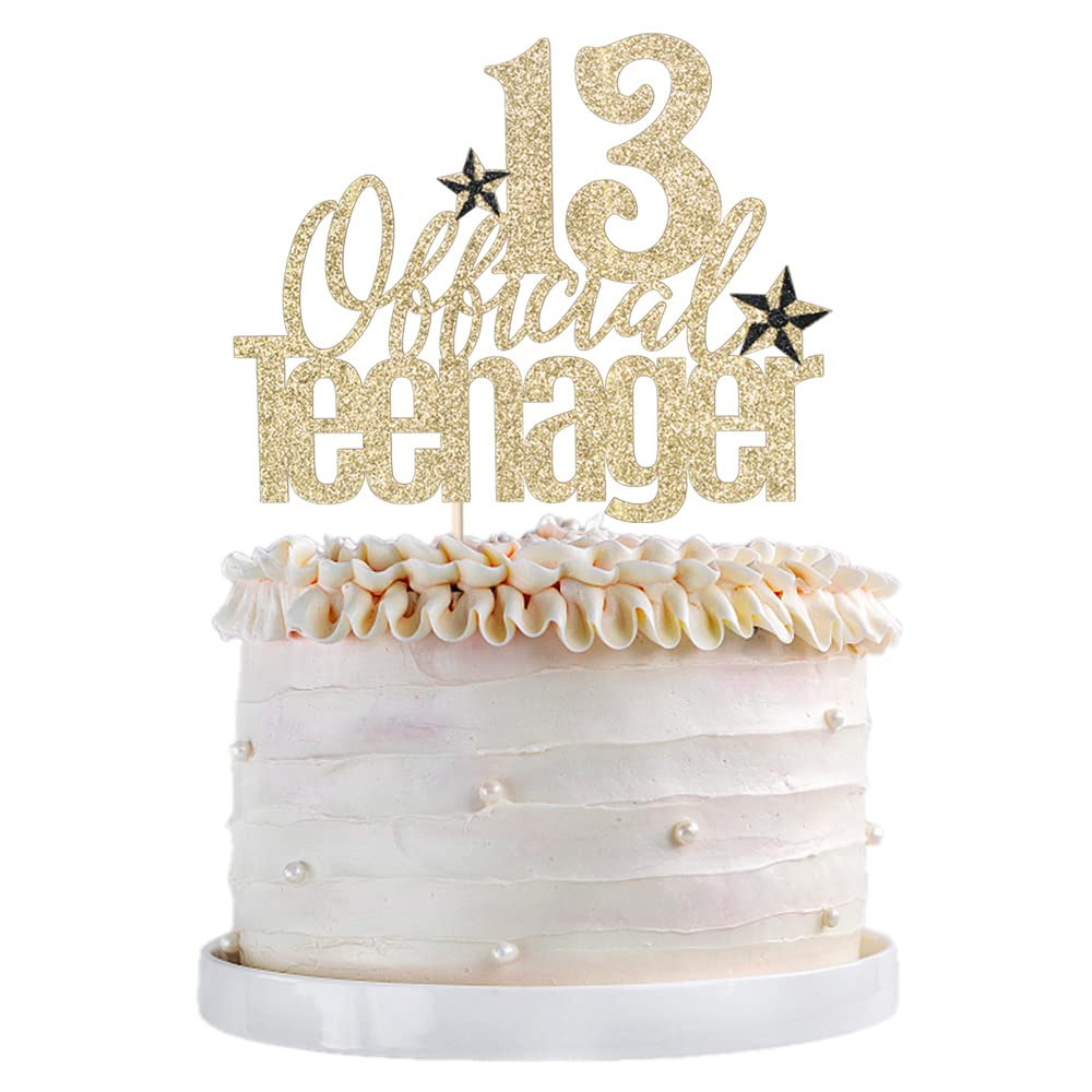 13th Birthday Cake Topper - Gold Teenager Cake Decoration for Boys & Girls | Hello 13 & Cheers to 13 Years Party Supplies | Perfect for Sweet 16 Celebrations, Milestone Birthdays & Teen Parties