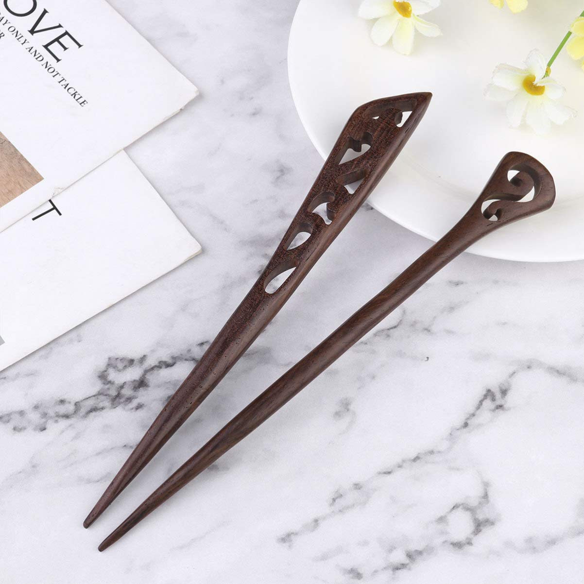 6pcs Wooden Hair Sticks for Women - Fashion Hair Accessories for Updos & Braids