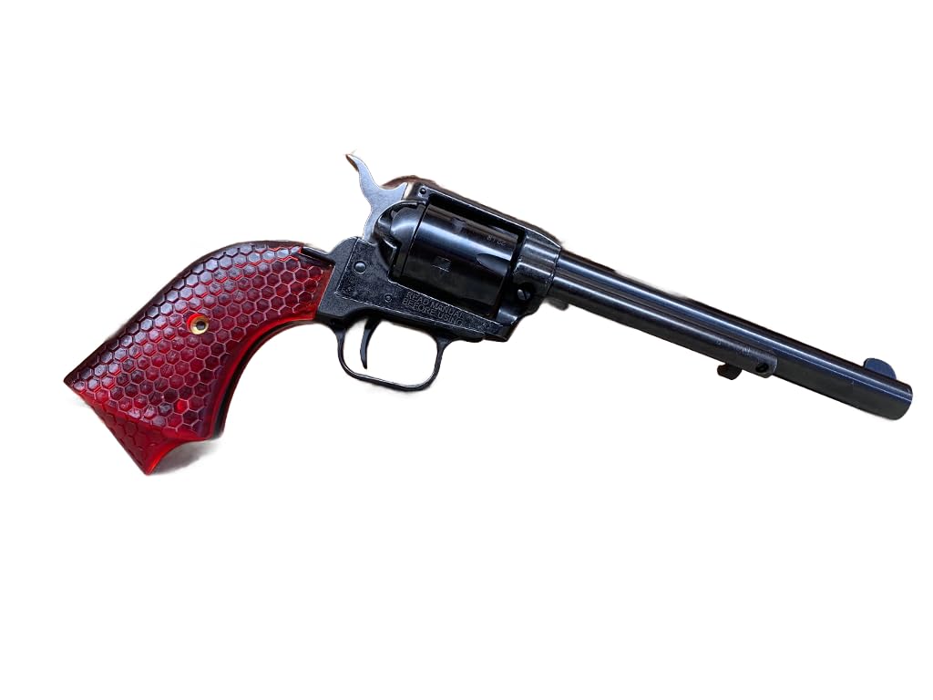 Sabertooth Heritage Arms Rough Rider Grips for .22 & .22 Magnum - Deep Red Honeycomb Textured Grip | Perfect for Revolver Enthusiasts & Competitive Shooting