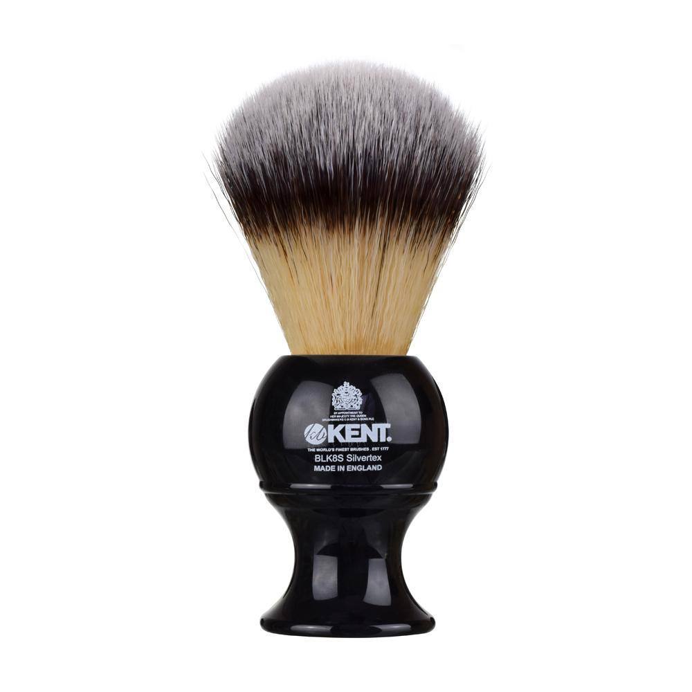 Kent Large Synthetic Black Shaving Brush for Men - Premium Soft Bristles for Smooth Shaving - Perfect for Wet Shaving, Travel & Grooming Kits