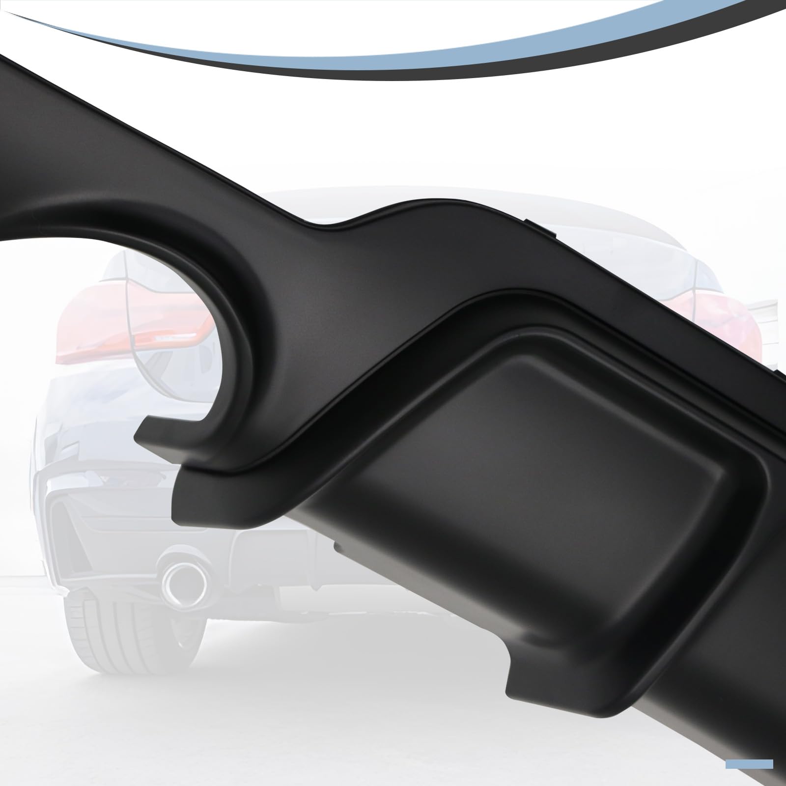 BMW 4 Series F32 F33 F36 Rear Diffuser (2014-2020) - M-Performance Style Matte Black Bumper Lower Lip with Dual Exhaust Outlet | Enhances Aerodynamics & Sporty Look for Coupe, Convertible & Gran Coupe Models