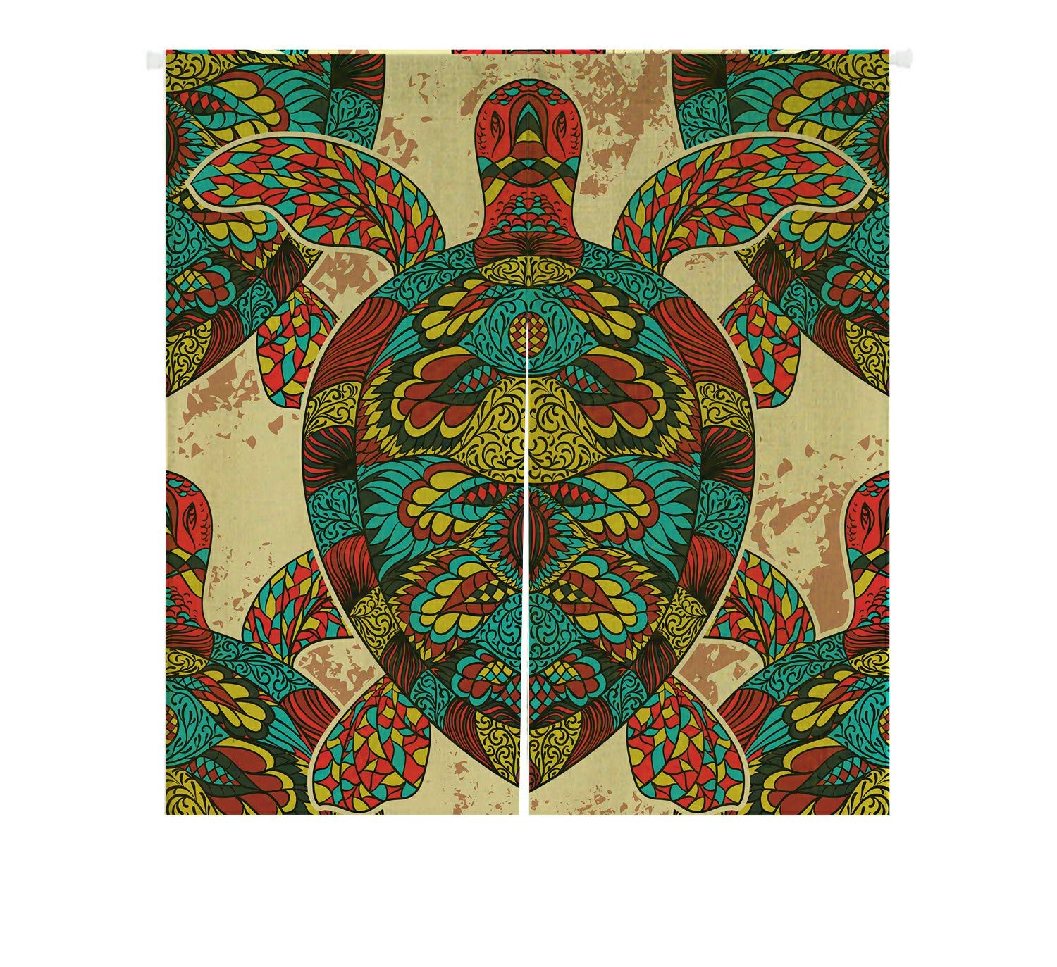 Vintage Japanese Turtle Noren Curtain - Cotton Linen Doorway Window Treatment 85x90cm - Perfect for Home Decor, Asian-Themed Rooms & Zen Spaces