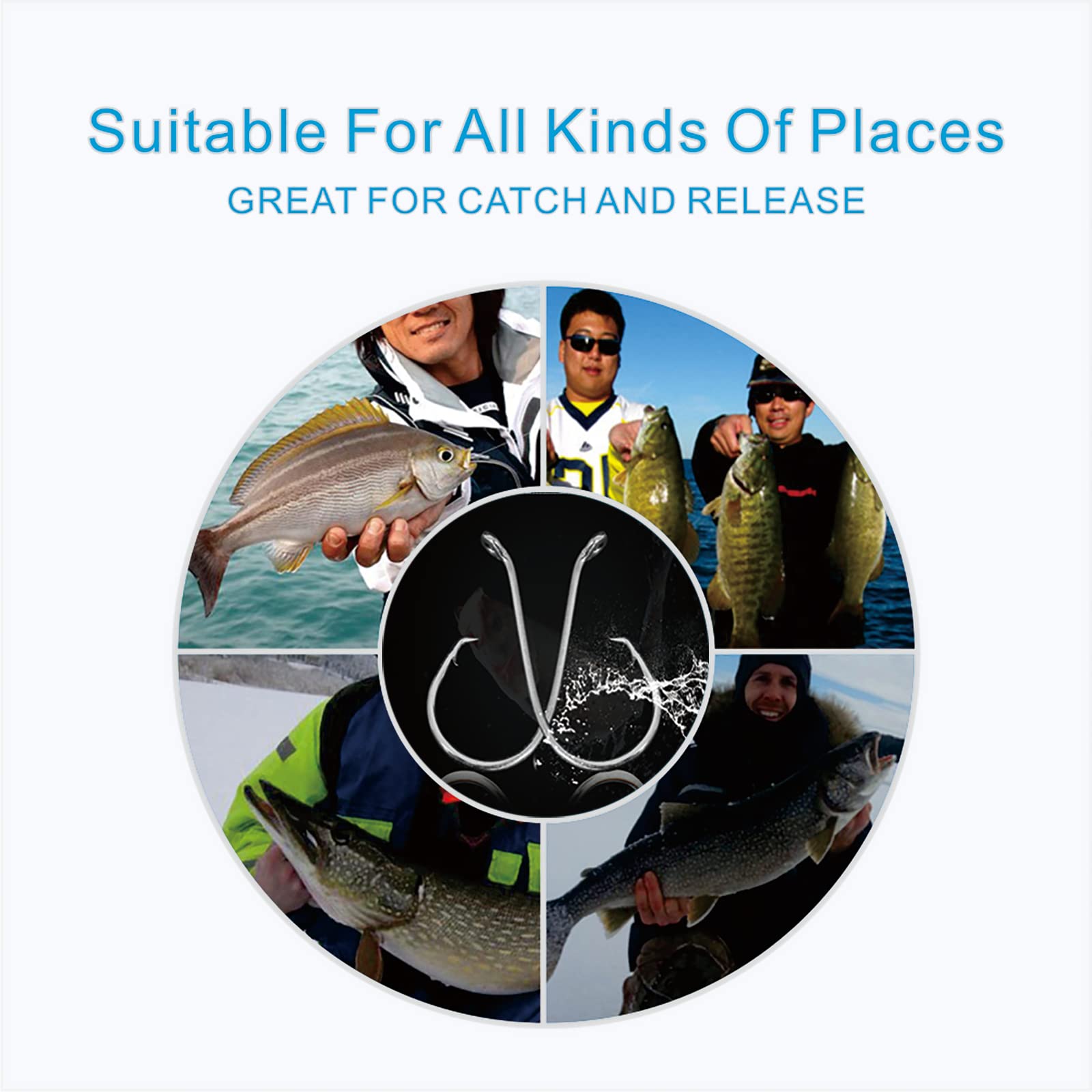 150pcs Saltwater Circle Fishing Hooks - 6 Sizes Octopus & Catfish Hooks, High Carbon Steel with Portable Plastic Box - Perfect for Deep Sea Fishing, Surf Casting & Freshwater Angling