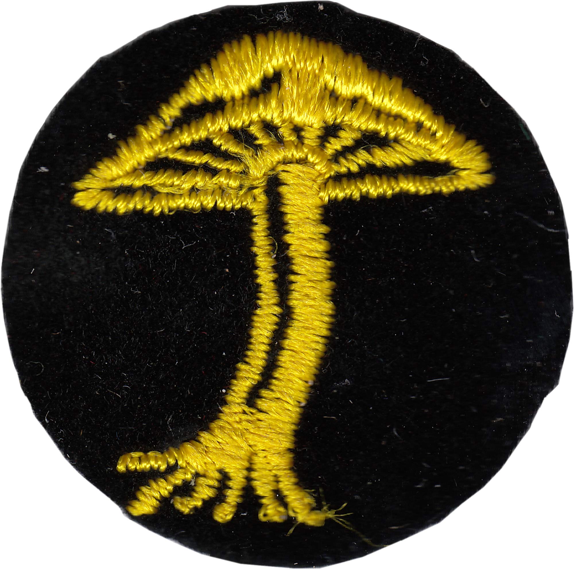 Yellow Mushroom Embroidered Patch - Iron On or Sew On Applique for DIY Crafts, Jackets, Backpacks & Hats - Round Black Circle Design