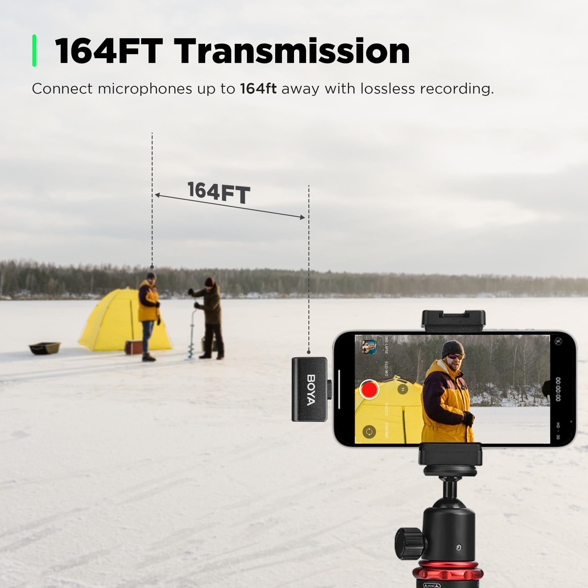 BOYA Omic-D Wireless Lavalier Microphone for iPhone - MFi Certified Noise Cancelling Lapel Mic with Magnetic Clip - Perfect for YouTube Vlogging, Video Recording, Podcasting & Live Streaming