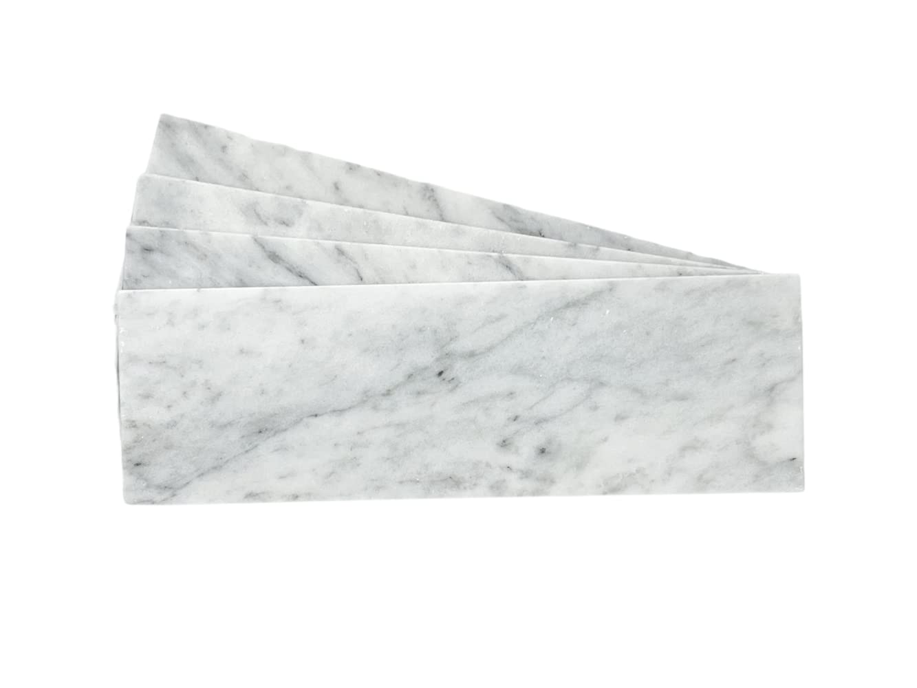 Premium Carrara Italian Bianco Marble 4x12 Subway Tile - Polished Finish for Kitchen Backsplash, Bathroom & Shower Walls, Flooring - Elegant Home Decor (Box of 30 Tiles) | Perfect for Modern Farmhouse, Mediterranean & Luxury Interior Designs