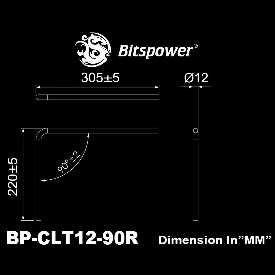 Bitspower 90 Degree Pre-Bent Acrylic Hard Tube - 12mm OD, 220x305mm - Perfect for Custom PC Water Cooling Builds and DIY Liquid Cooling Systems