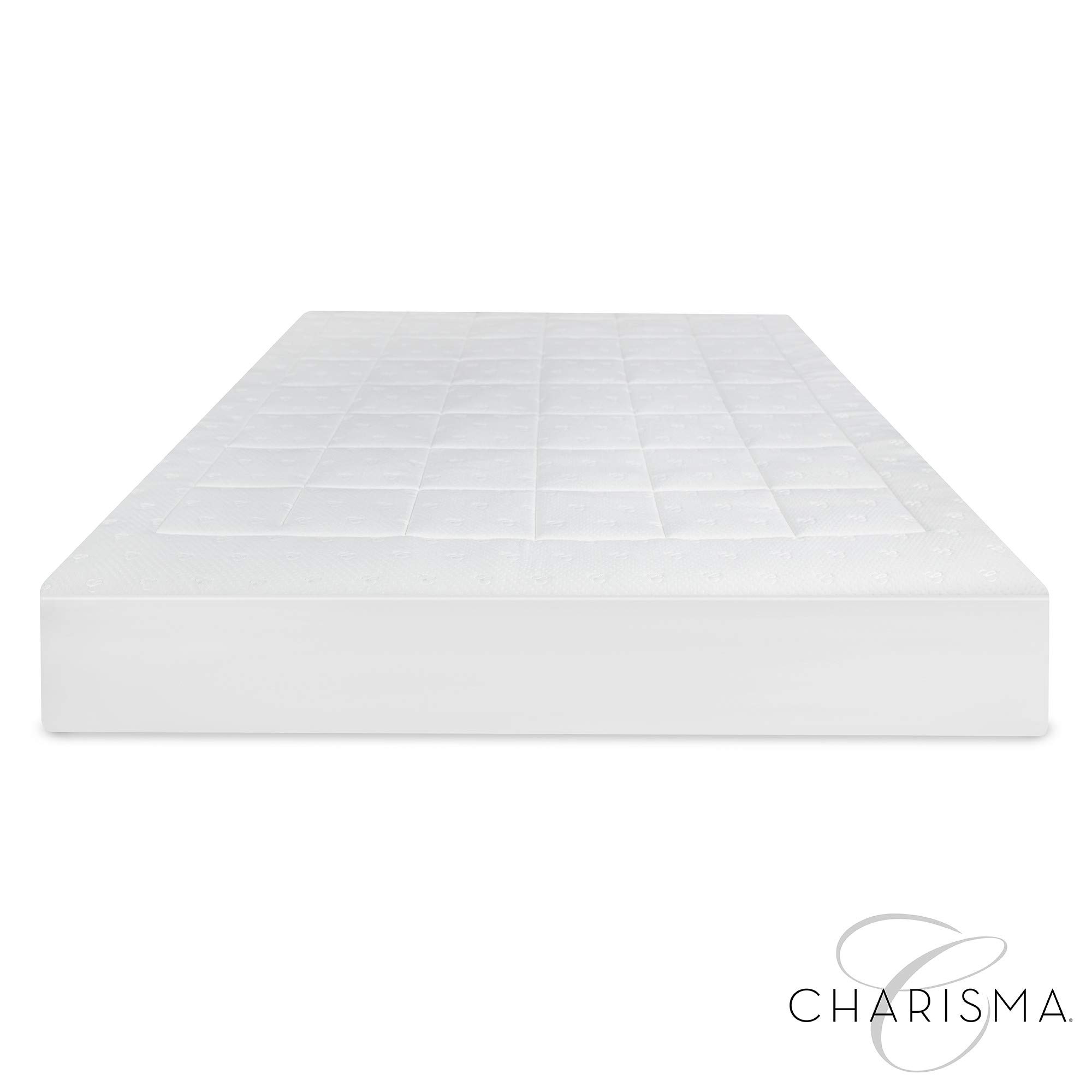 Charisma Luxury Memory Foam & Fiber Washable Mattress Pad - Waterproof, Stain Resistant King Size Bed Topper (White) for Ultimate Comfort & Protection - Perfect for Guest Rooms, Master Bedrooms & Allergy Relief