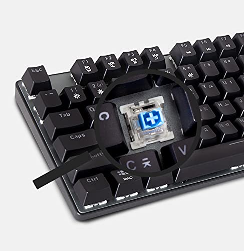 Hansung GTune MKF30S Mechanical Gaming Keyboard - Rainbow Backlit, Black (Korean/English Layout), Red Switches - Perfect for Gaming, Typing & Office Work