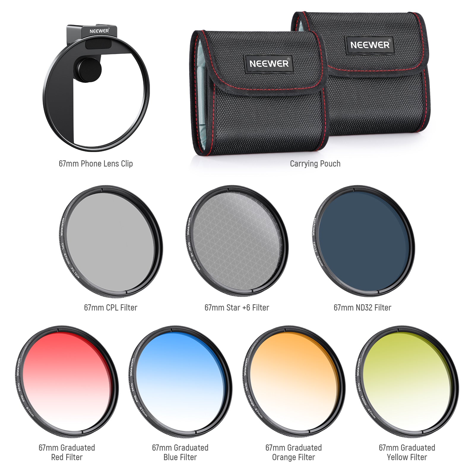 NEEWER Clip-On Phone Lens Filter Kit - Wide Angle, Macro & CPL Lenses for iPhone & Android - Perfect for Travel, Vlogging & Photography