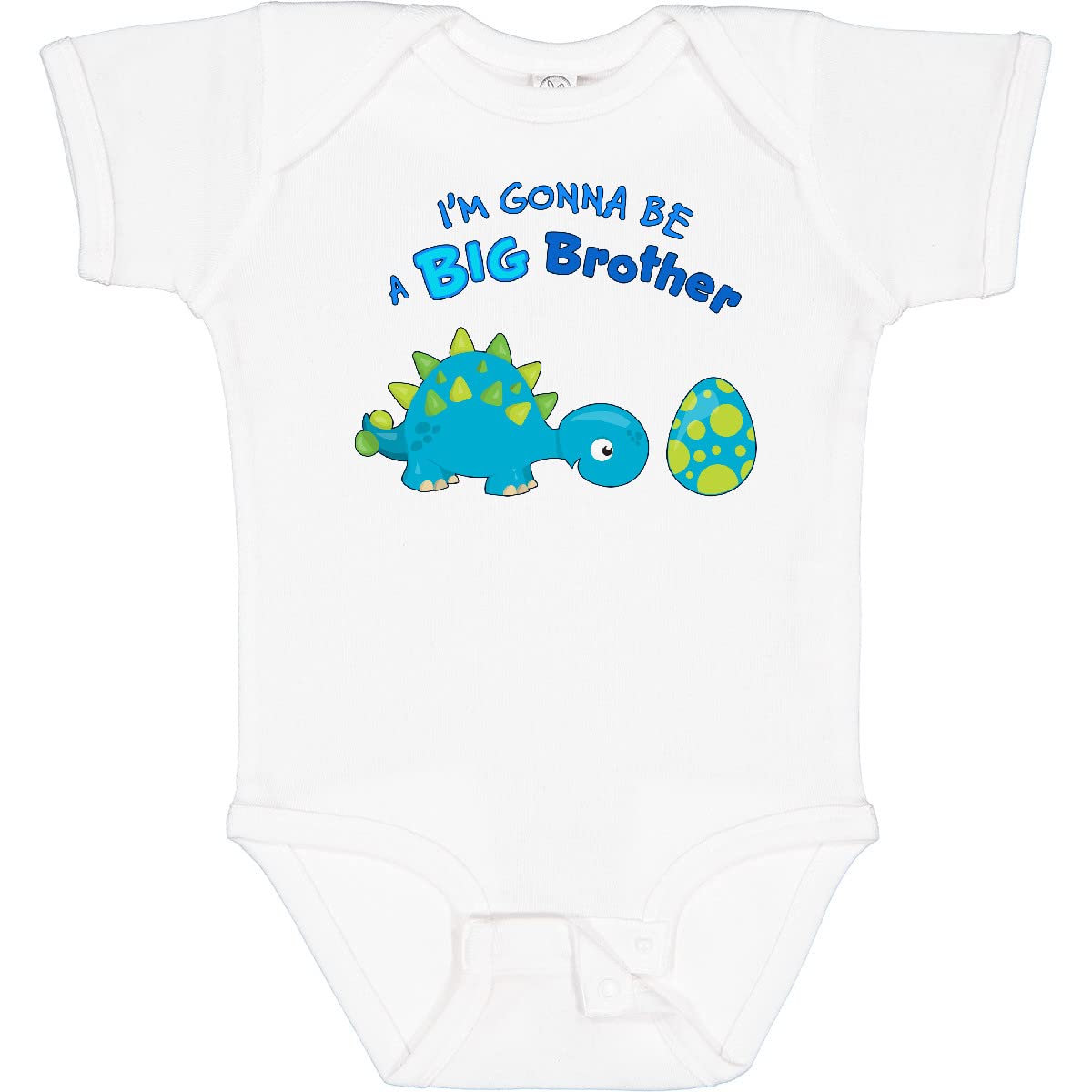 Inktastic Happy Dinosaur Future Big Brother Baby Bodysuit - Cute Dinosaur Print Onesie for Newborn Boys, Soft Cotton Infant Bodysuit - Perfect for Sibling Announcement, Baby Shower Gift & First Birthday Outfit