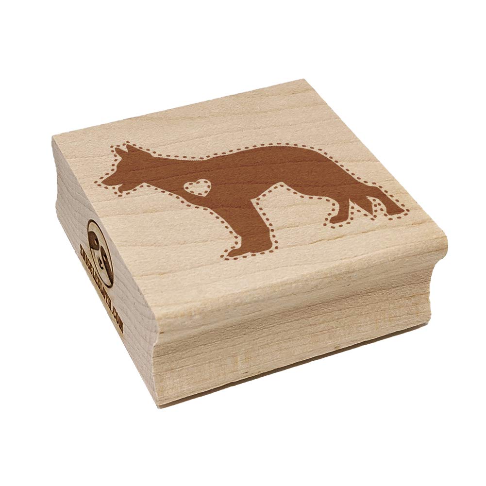 German Shepherd Dog with Heart Square Rubber Stamp - 1.25 Inch Small Craft Stamp for DIY Scrapbooking, Card Making & Gift Wrapping