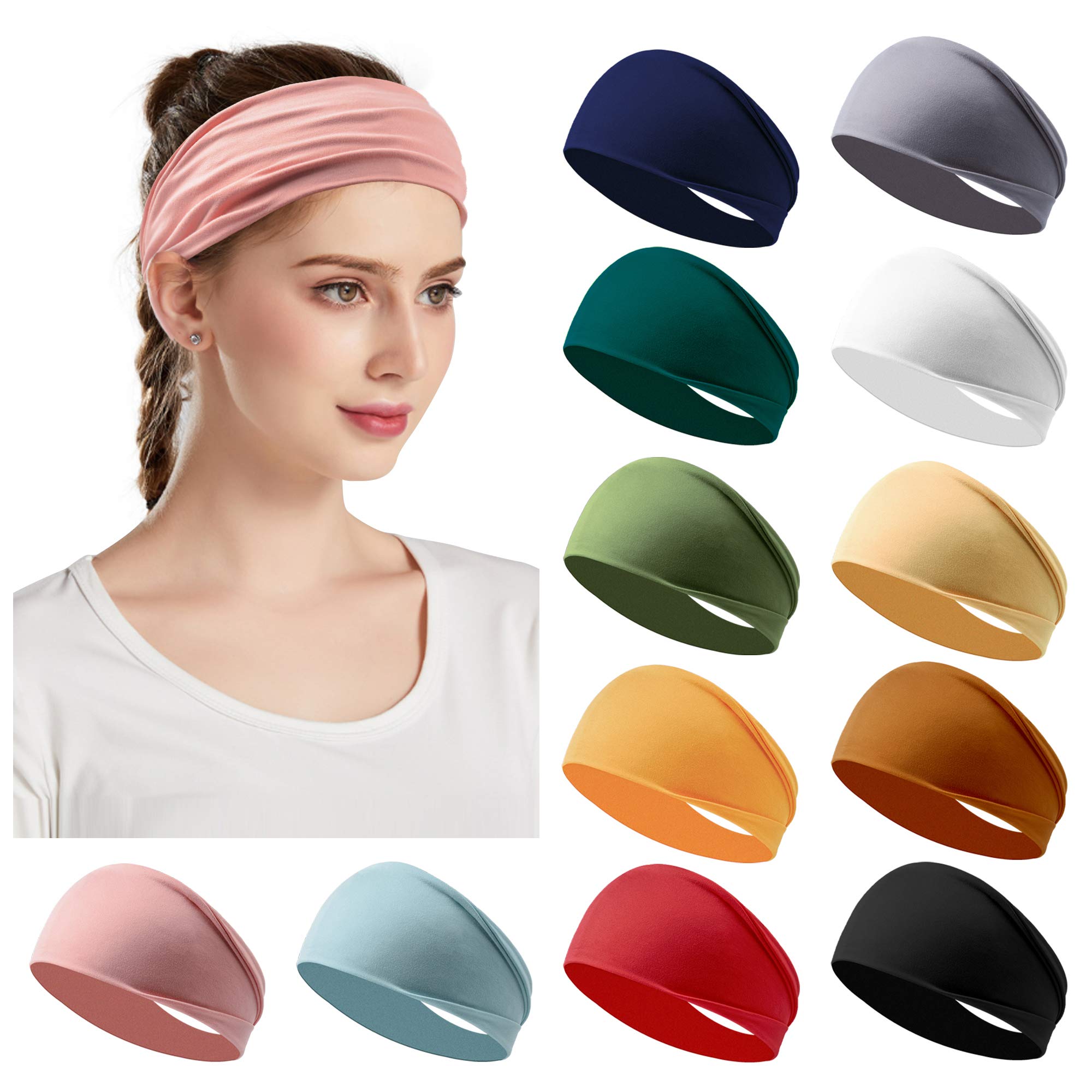 Non-Slip Turban Headbands for Women & Girls - Stretchable Elastic Hair Wraps for Running, Yoga, Workouts & Sweatproof Sports Headbands - Perfect for Gym, Fitness & Active Lifestyle