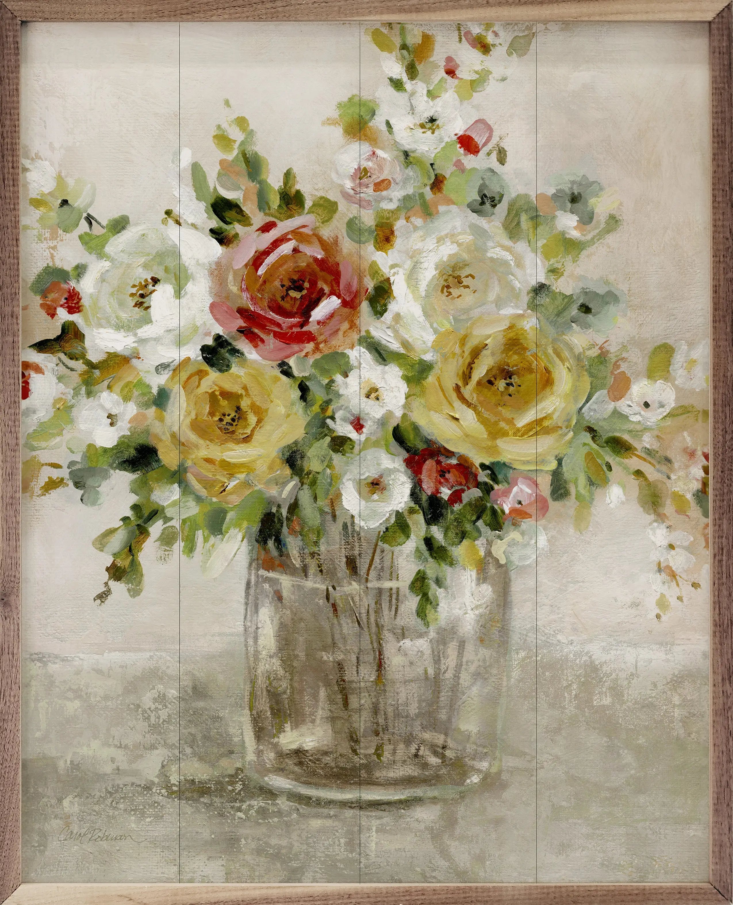 Autumn Floral Wood Framed Wall Art Print - Fall Home Decor for Living Room, Bedroom & Office