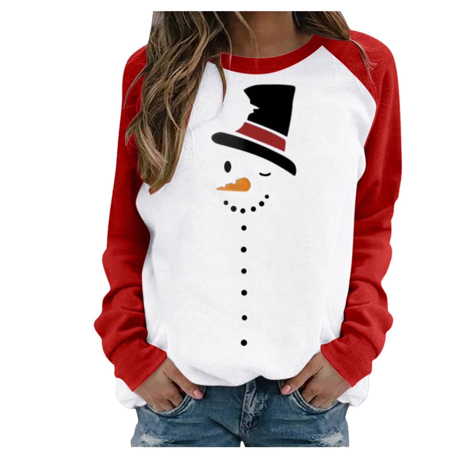 Women's Fashion Printed Long Sleeve Sweatshirt - Casual Pullover Top for Fall/Winter - Soft & Comfortable Ladies Sweater (Black, Size L) | Perfect for Office, Dating & Weekend Outfits